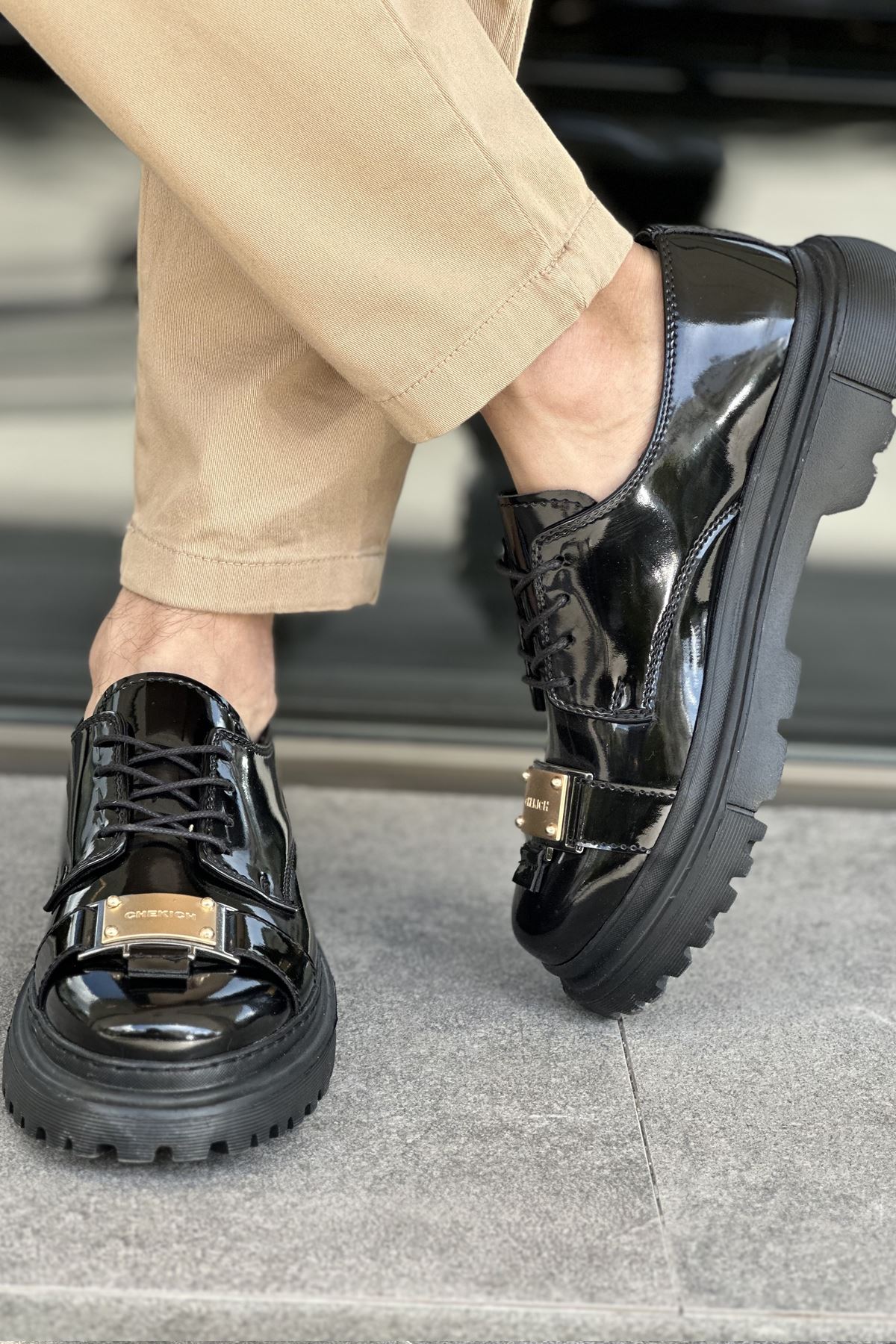 Bağcıklı Toka Detaylı Erkek Günlük Ayakkabı Siyah - Görsel 2