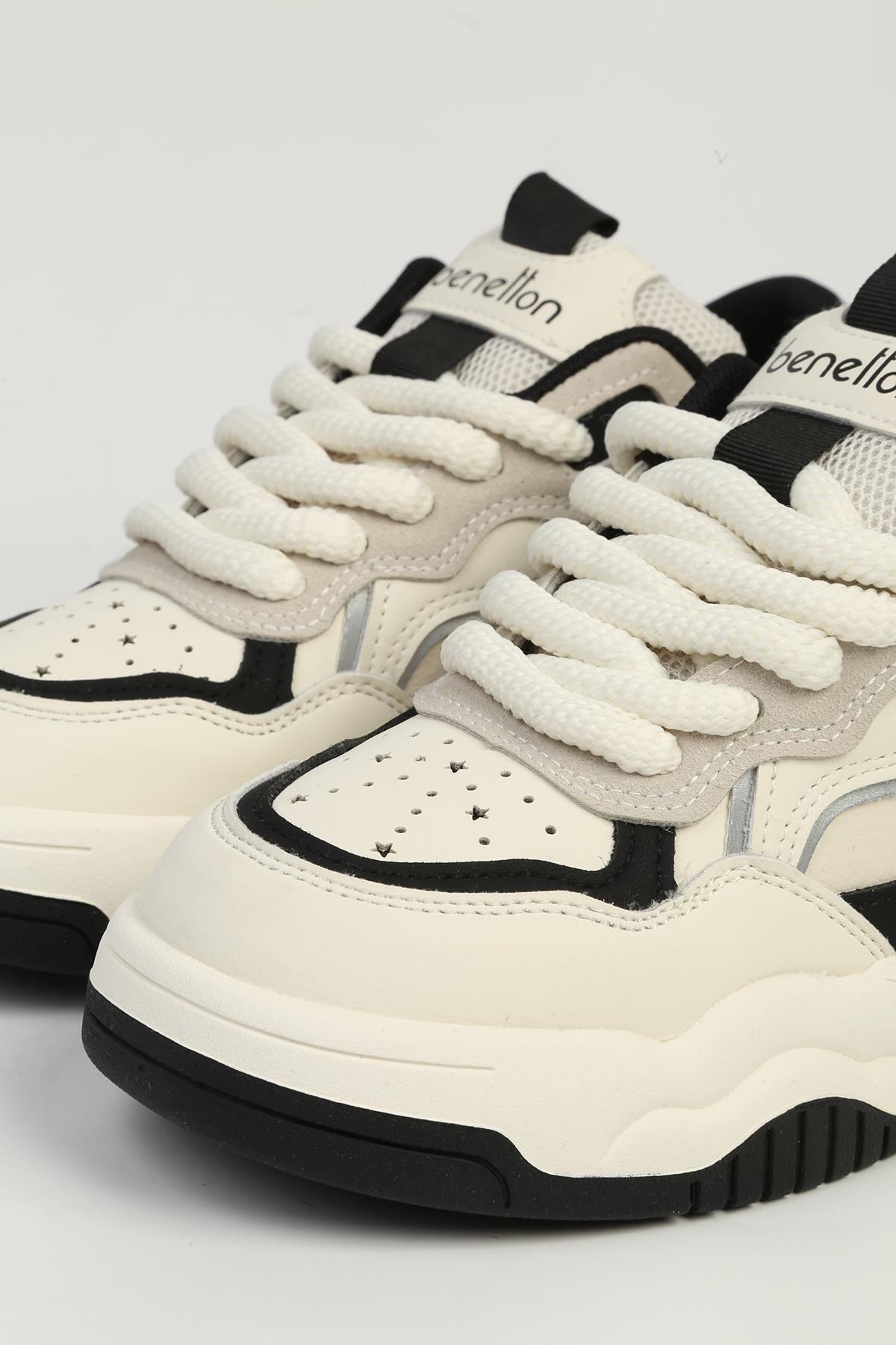 Beyaz Siyah Kadın Spor Ayakkabı İTHAL BNI-11571 - Görsel 3