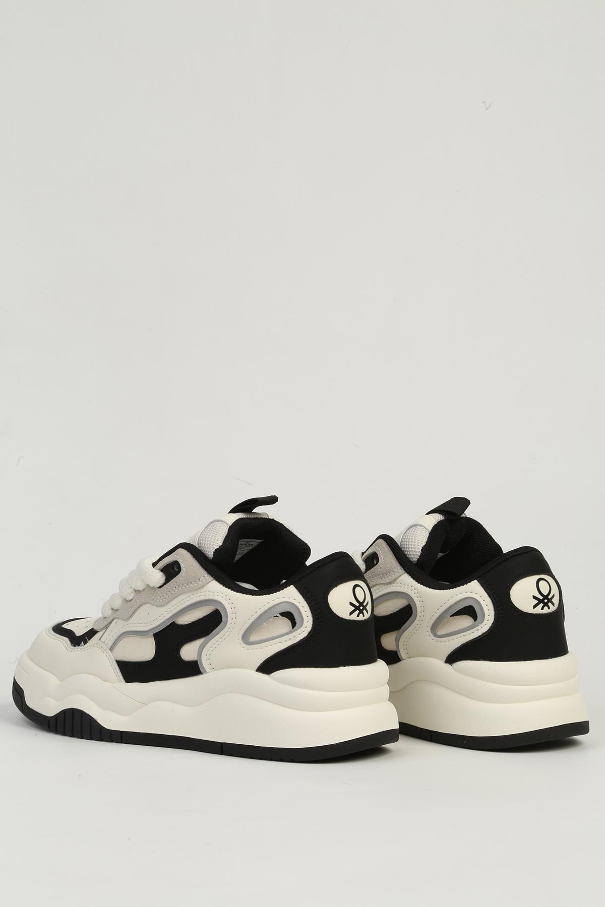 Beyaz Siyah Kadın Spor Ayakkabı İTHAL BNI-11571 - Görsel 5