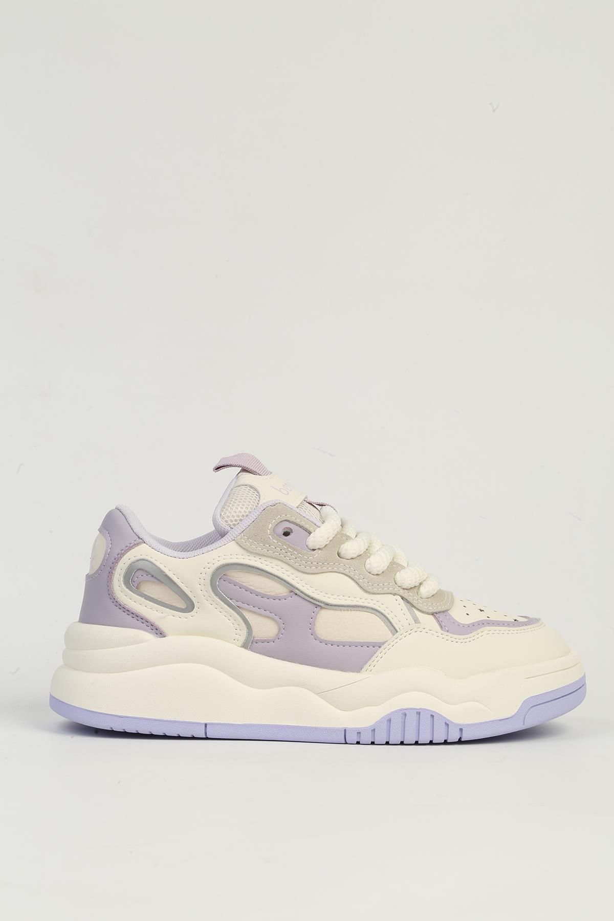 Beyaz Lila Kadın Spor Ayakkabı İTHAL BNI-11571 - Görsel 2