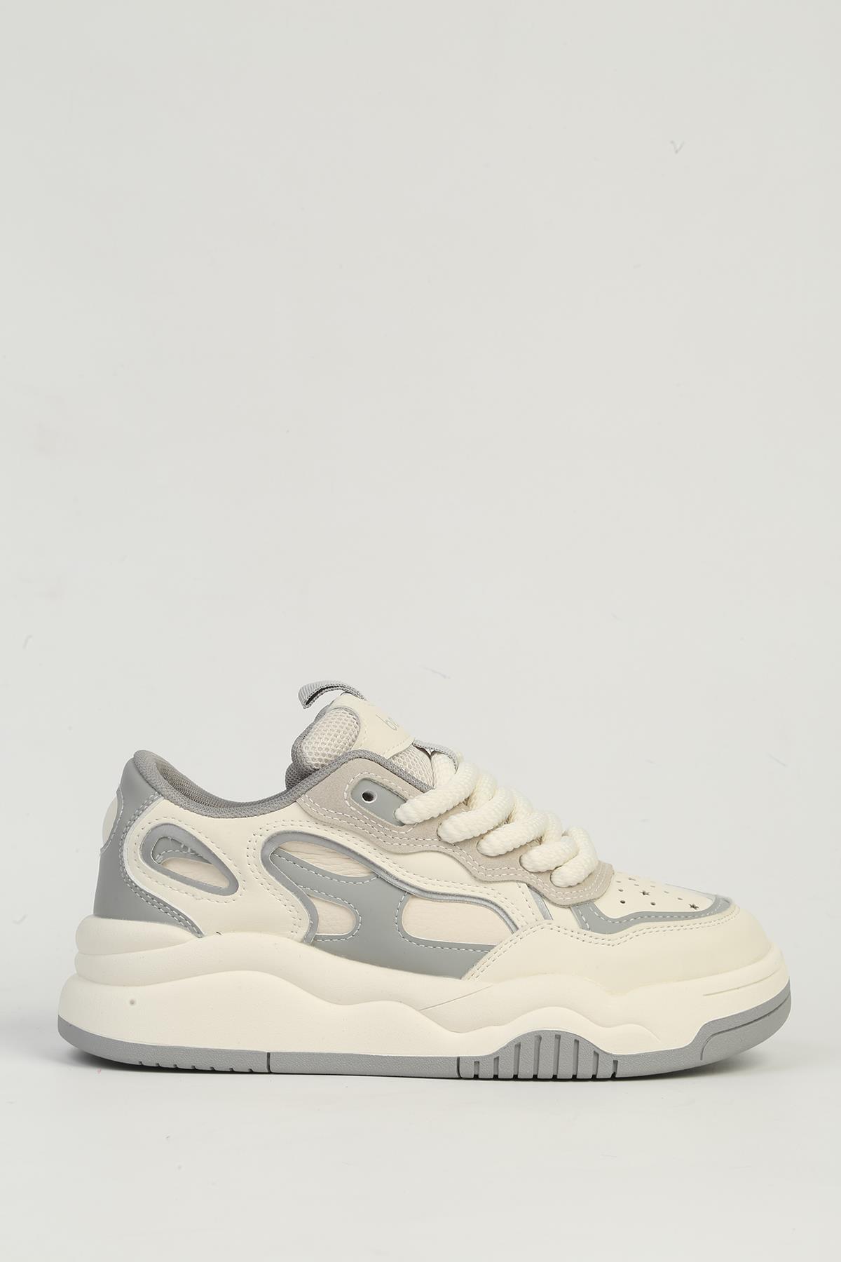 Beyaz Gri Kadın Spor Ayakkabı İTHAL BNI-11571 - Görsel 2