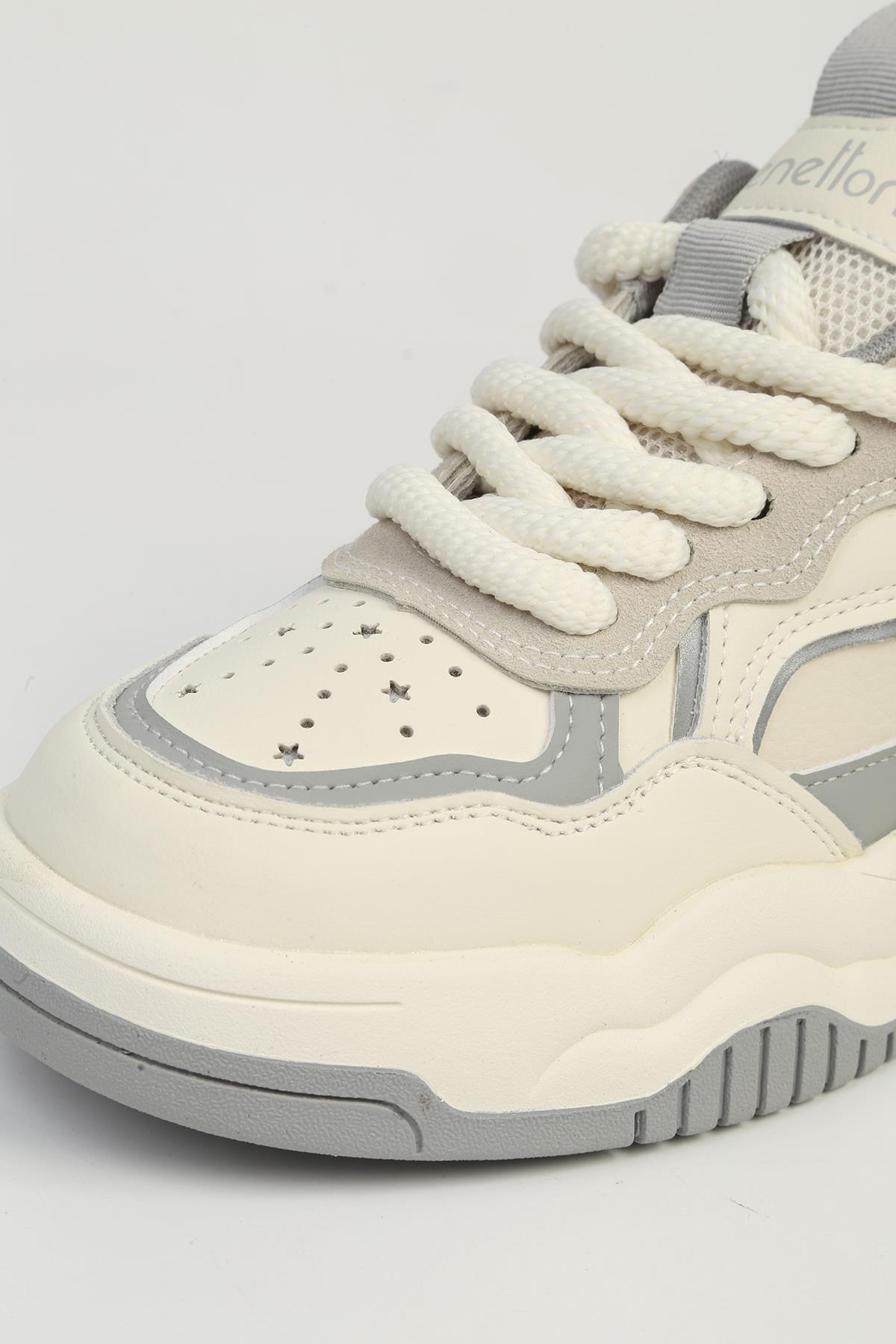 Beyaz Gri Kadın Spor Ayakkabı İTHAL BNI-11571 - Görsel 3