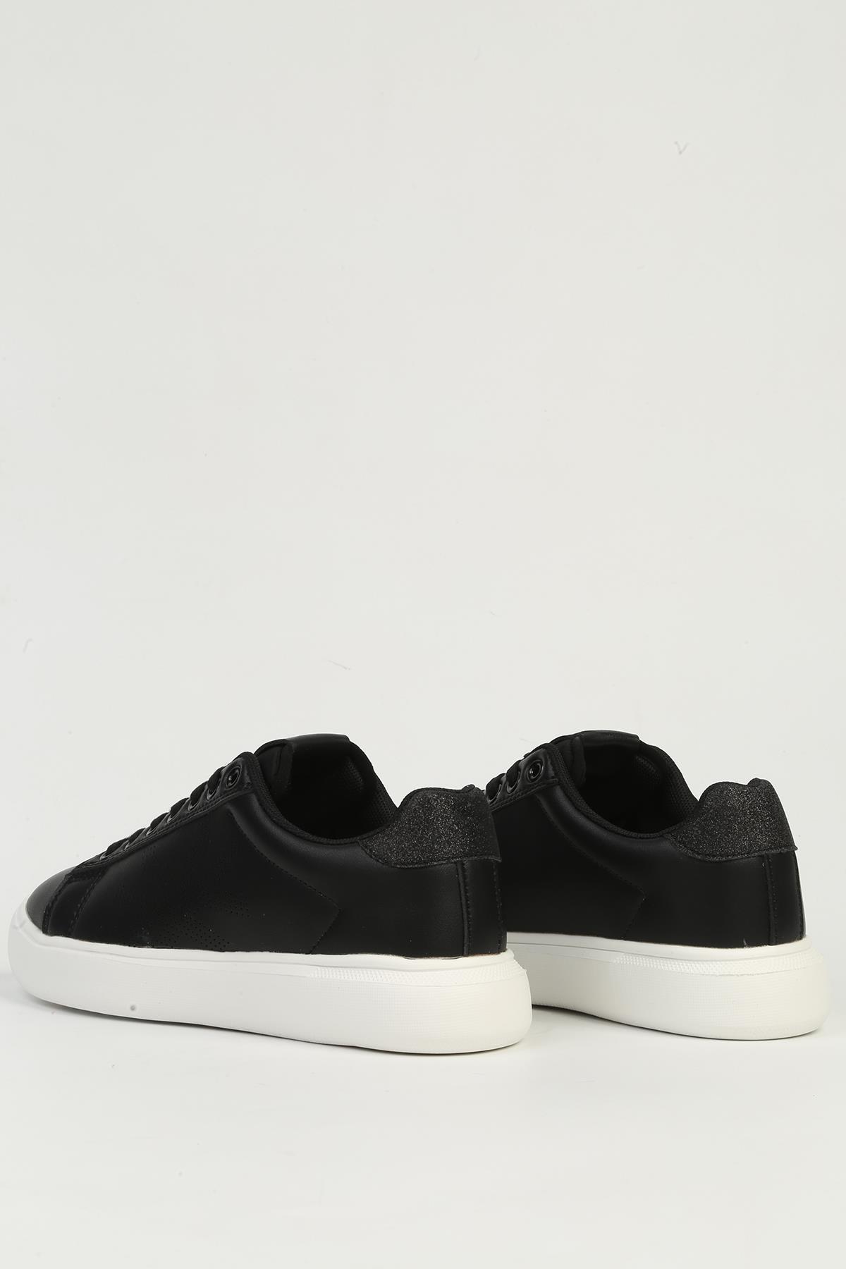 Siyah Beyaz Kadın Spor Ayakkabı BNI-11567 - Görsel 4