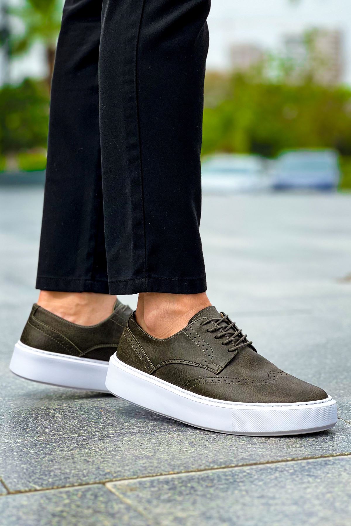 Bağcıklı Erkek Günlük Ayakkabı Haki - Görsel 4