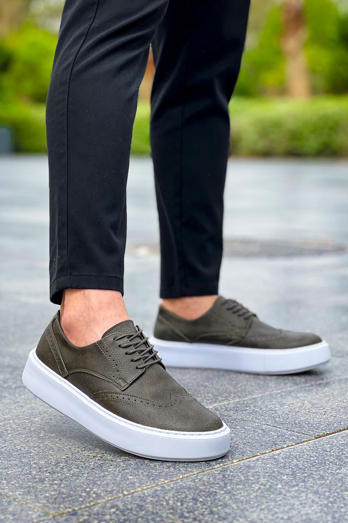 Bağcıklı Erkek Günlük Ayakkabı Haki - Görsel 5