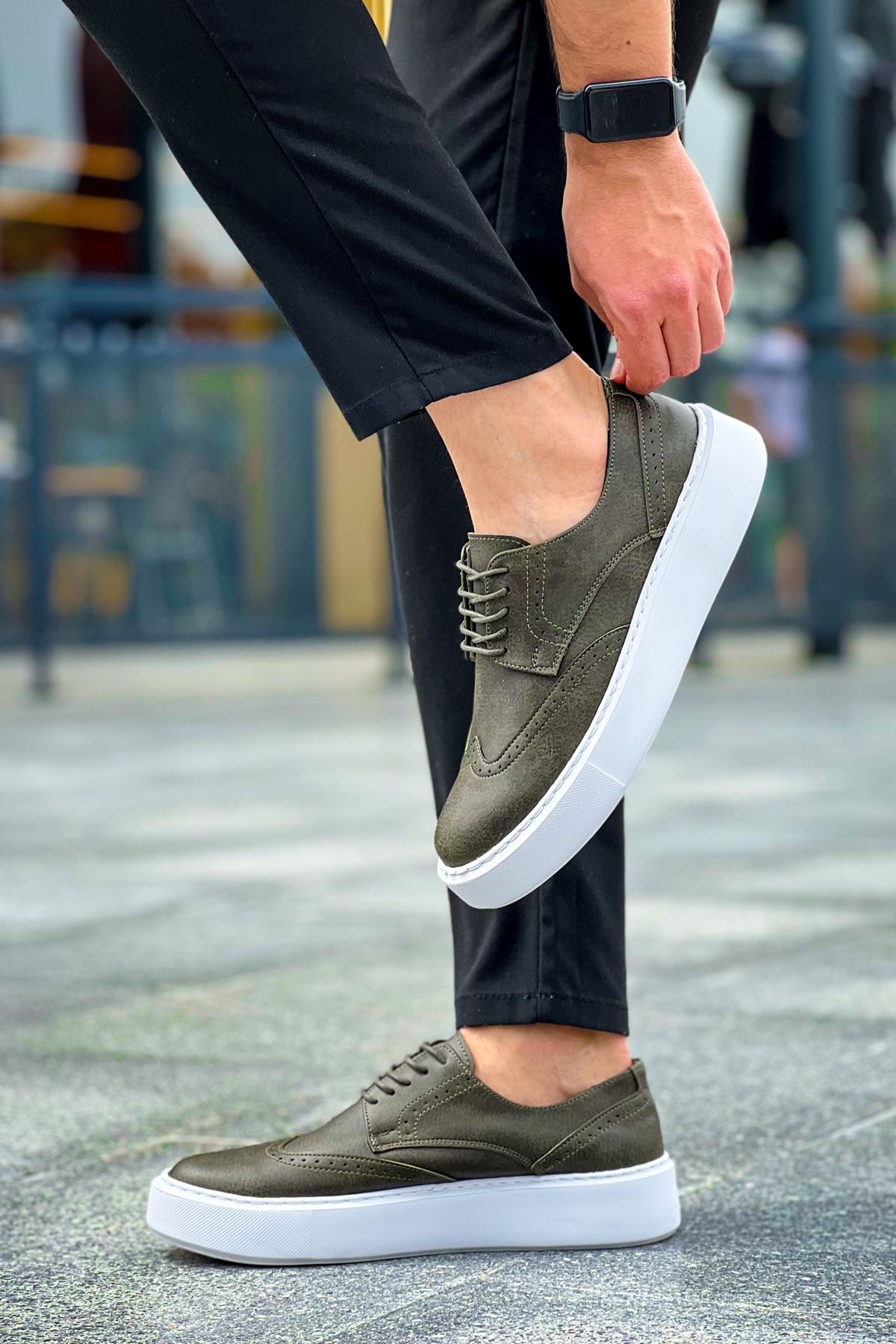 Bağcıklı Erkek Günlük Ayakkabı Haki - Görsel 6