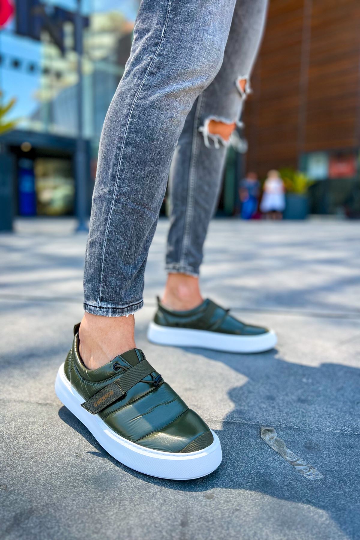 Cırtlı Paraşüt Kumaş Erkek Günlük Ayakkabı Haki - Görsel 3