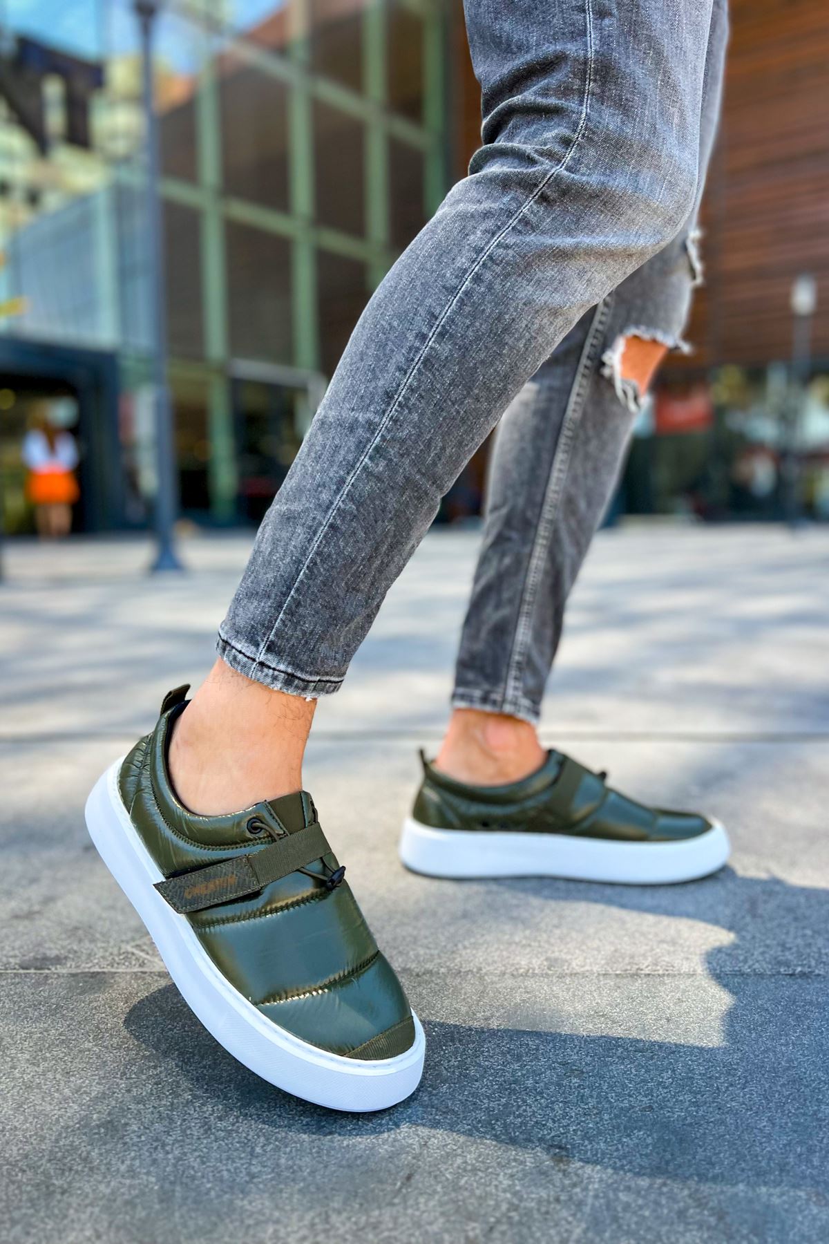 Cırtlı Paraşüt Kumaş Erkek Günlük Ayakkabı Haki - Görsel 4