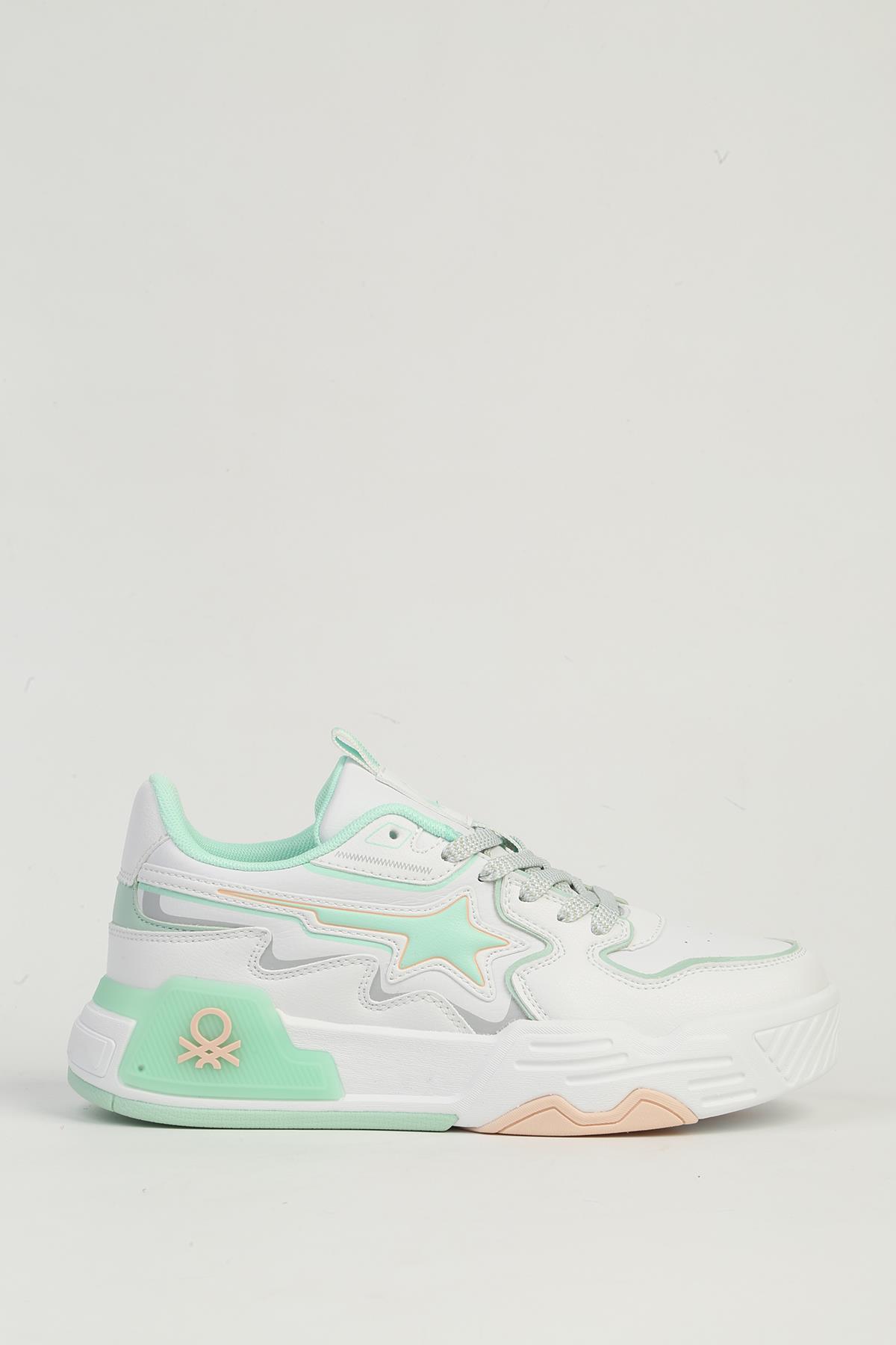 Beyaz Yeşil Kadın Spor Ayakkabı BNI-11512 - Görsel 2