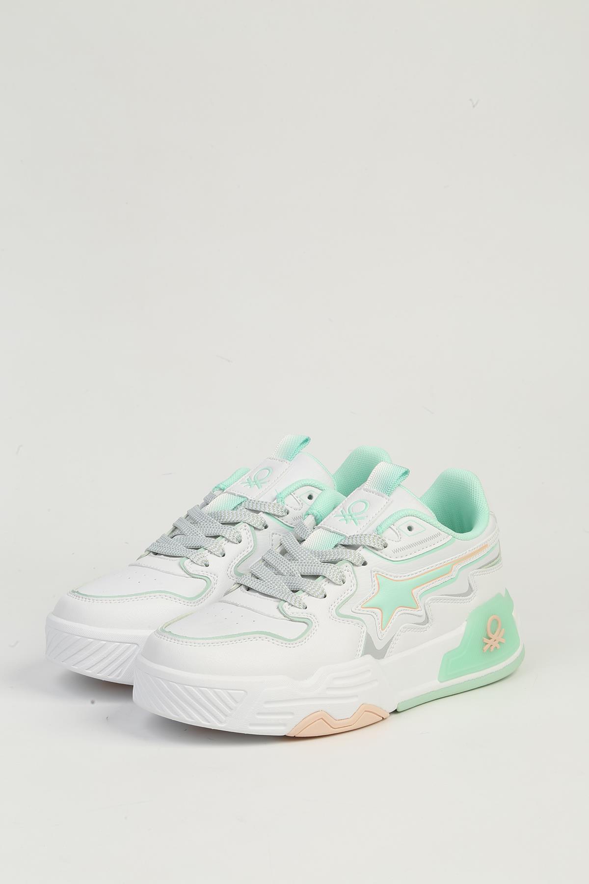 Beyaz Yeşil Kadın Spor Ayakkabı BNI-11512 - Görsel 5