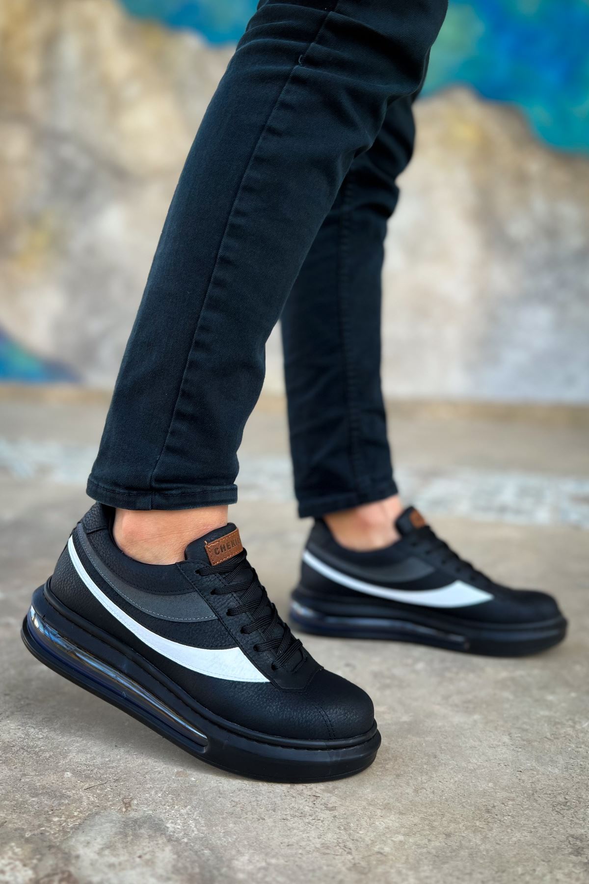 Bağcıklı Balon Taban Erkek Günlük Ayakkabı Siyah - Görsel 2