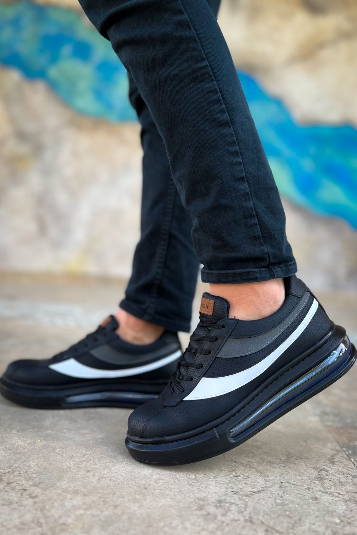 Bağcıklı Balon Taban Erkek Günlük Ayakkabı Siyah - Görsel 3