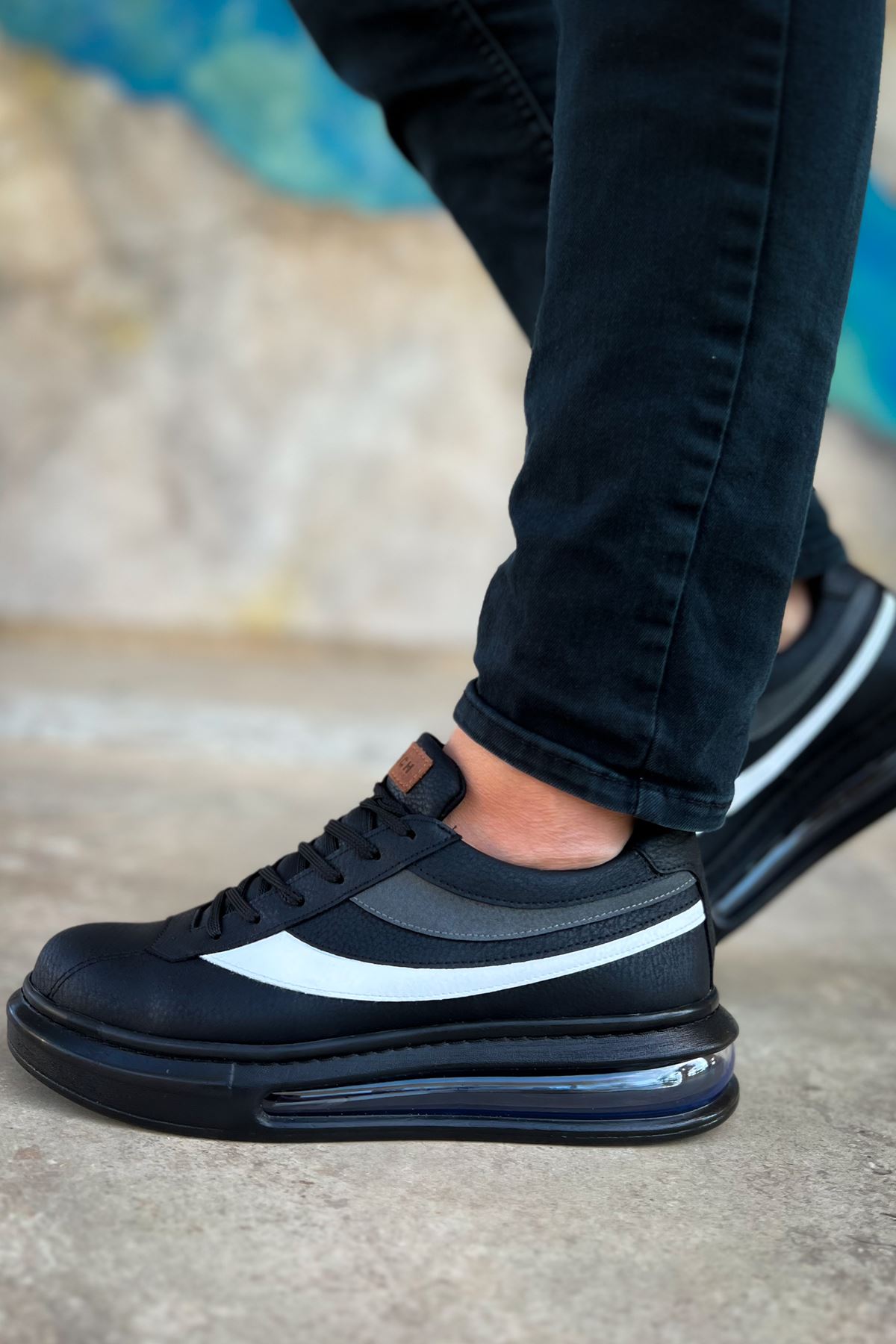 Bağcıklı Balon Taban Erkek Günlük Ayakkabı Siyah - Görsel 4