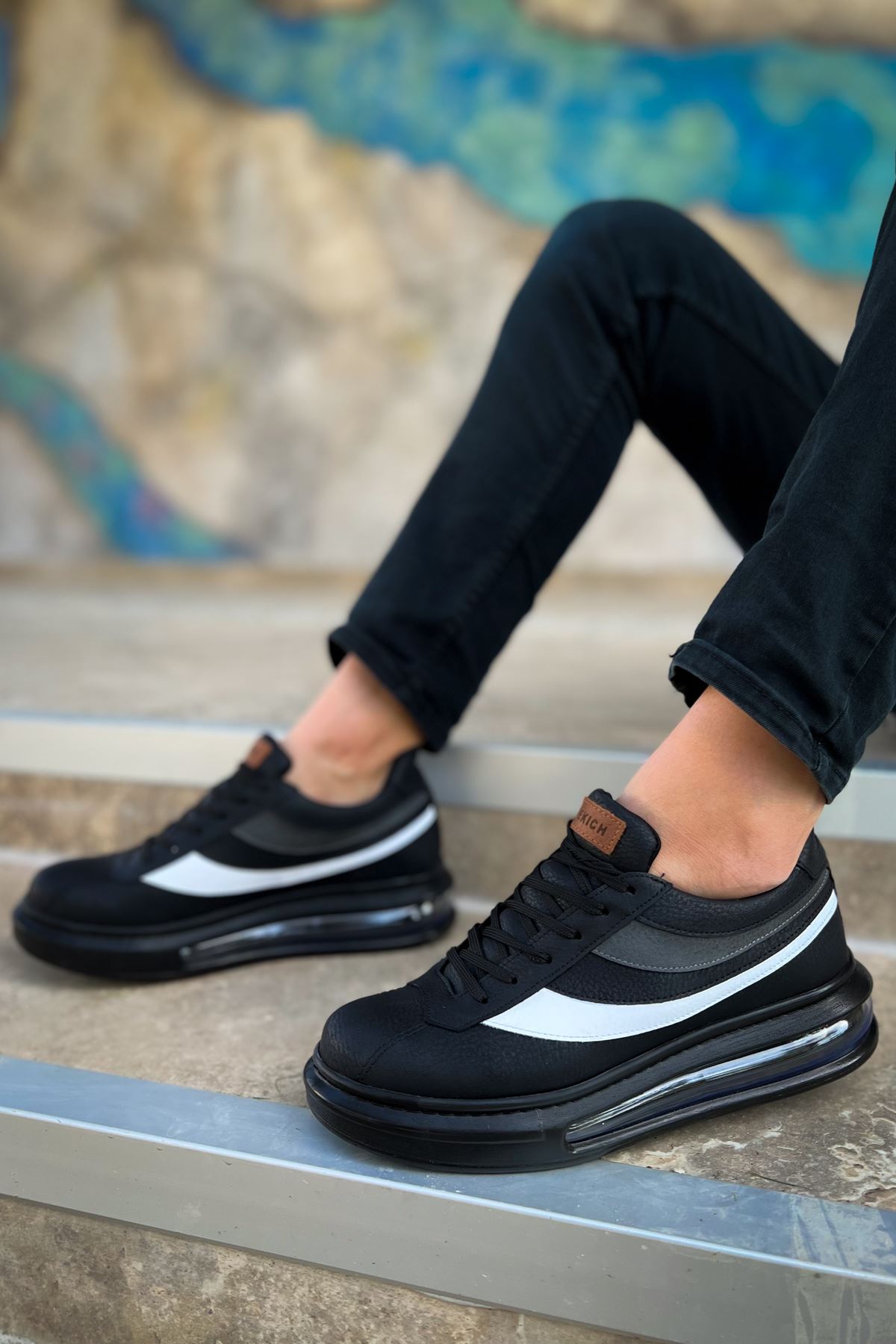 Bağcıklı Balon Taban Erkek Günlük Ayakkabı Siyah - Görsel 5
