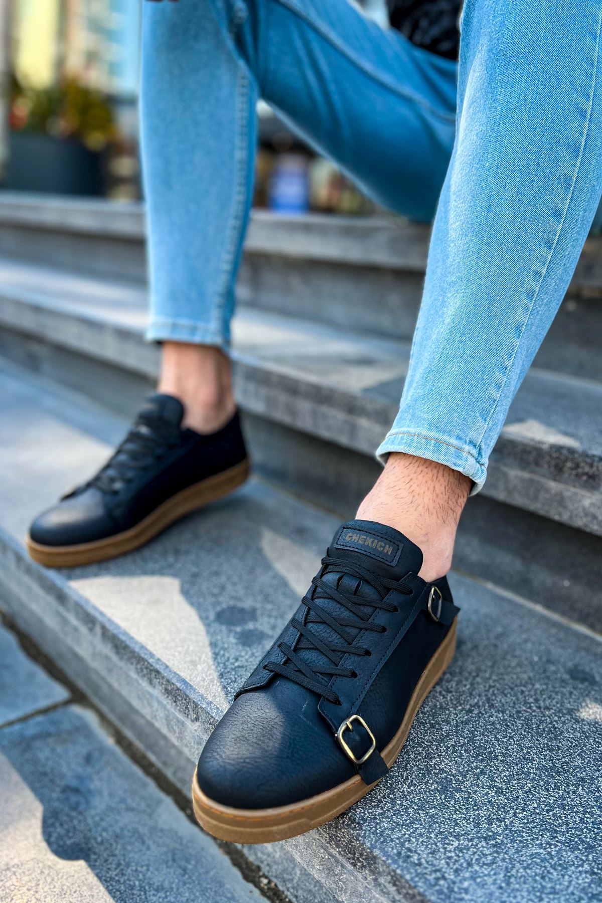 Bağcıklı Toka Detaylı Erkek Günlük Ayakkabı Siyah - Görsel 7