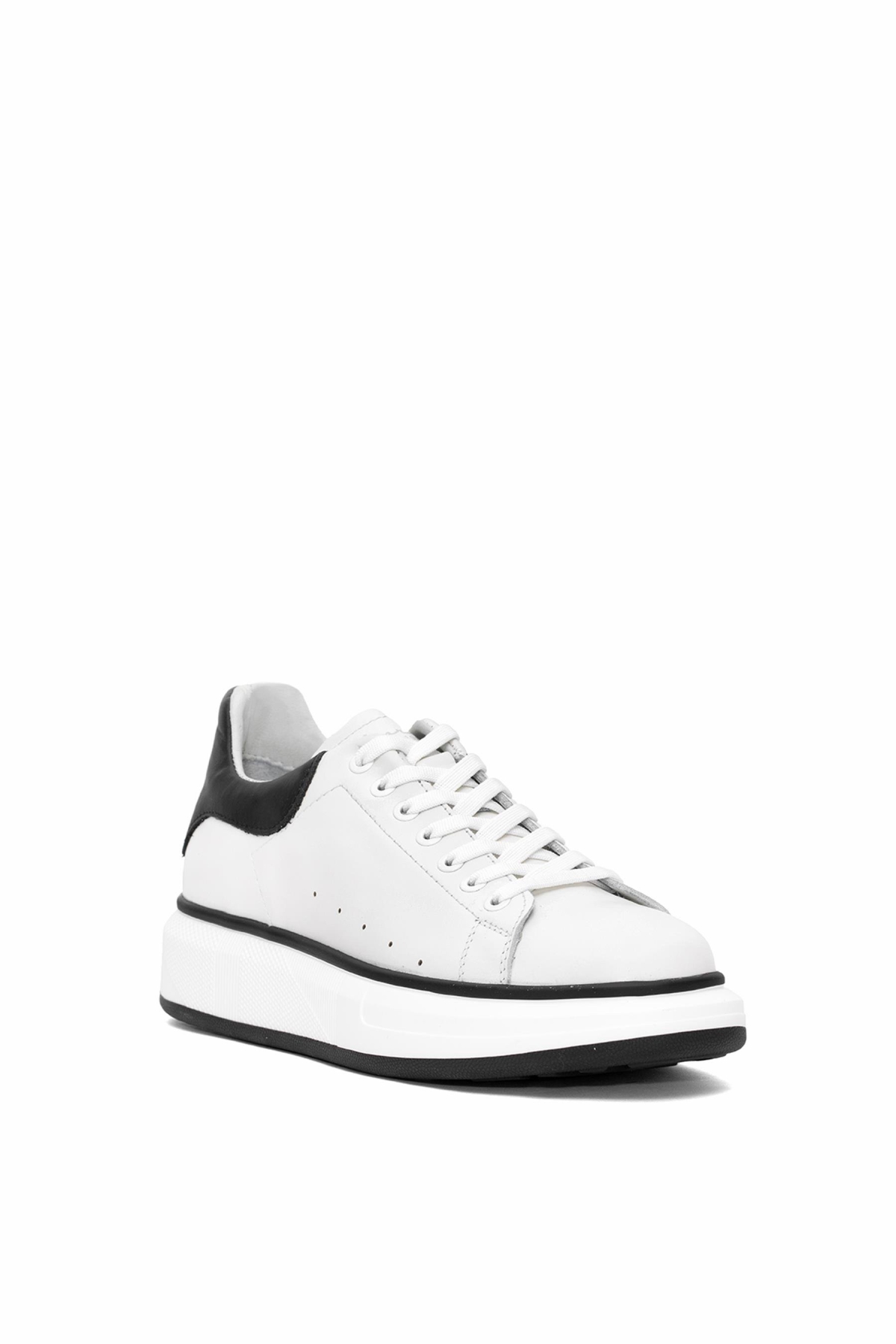 152-21028 Erkek Hakiki Deri Casual Ayakkabı Kırık Beyaz - Görsel 3