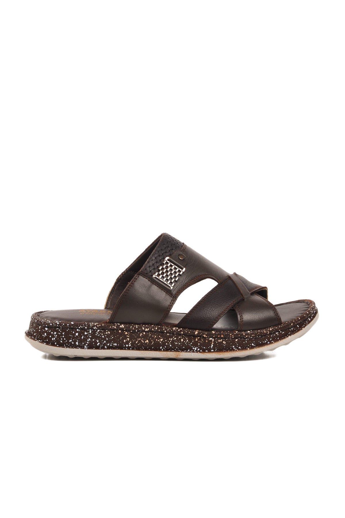 Kahve Hakiki Deri Erkek Terlik 2045 M - Görsel 2