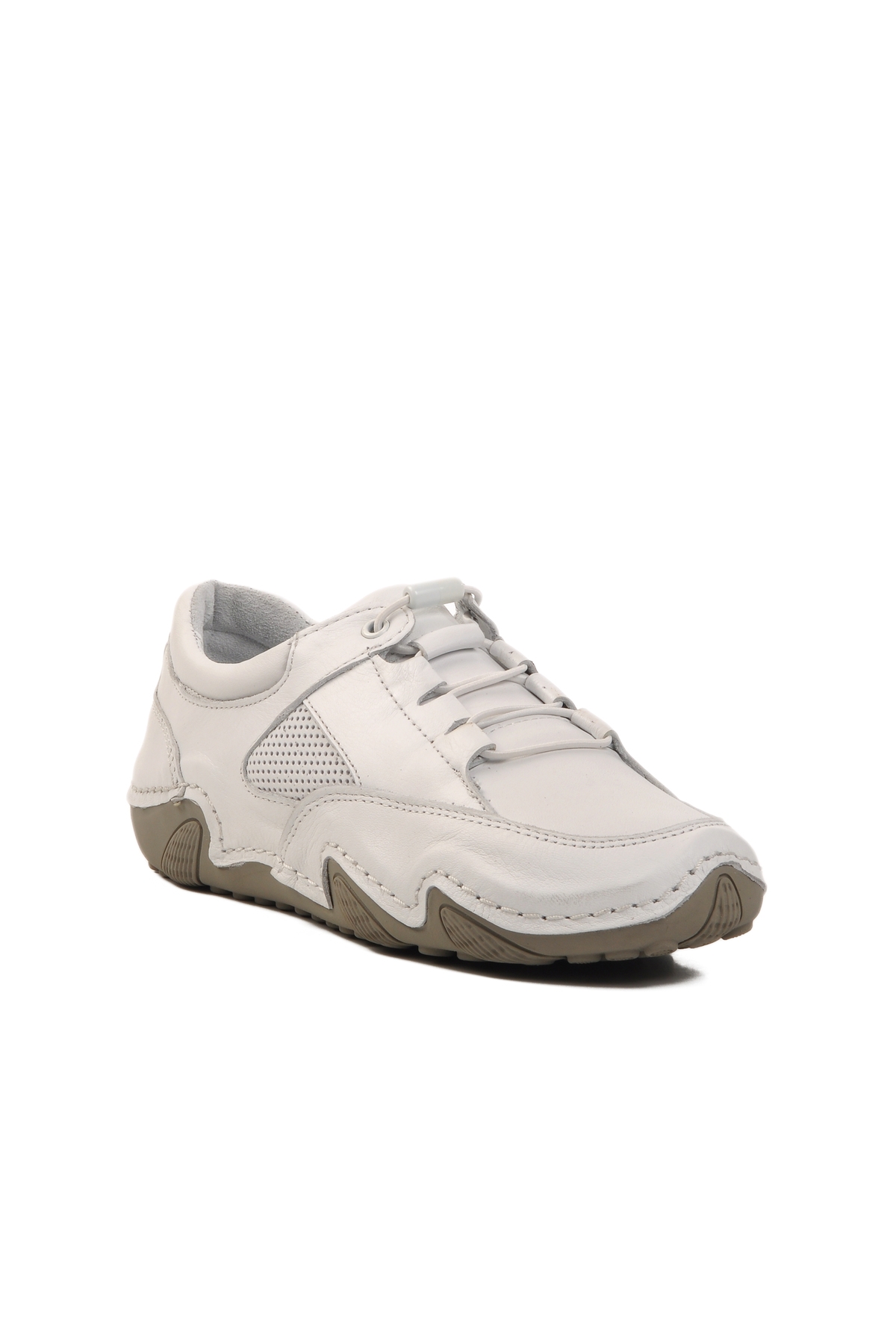 Beyaz Hakiki Deri Kadın Casual Ayakkabı 128 Z - Görsel 4