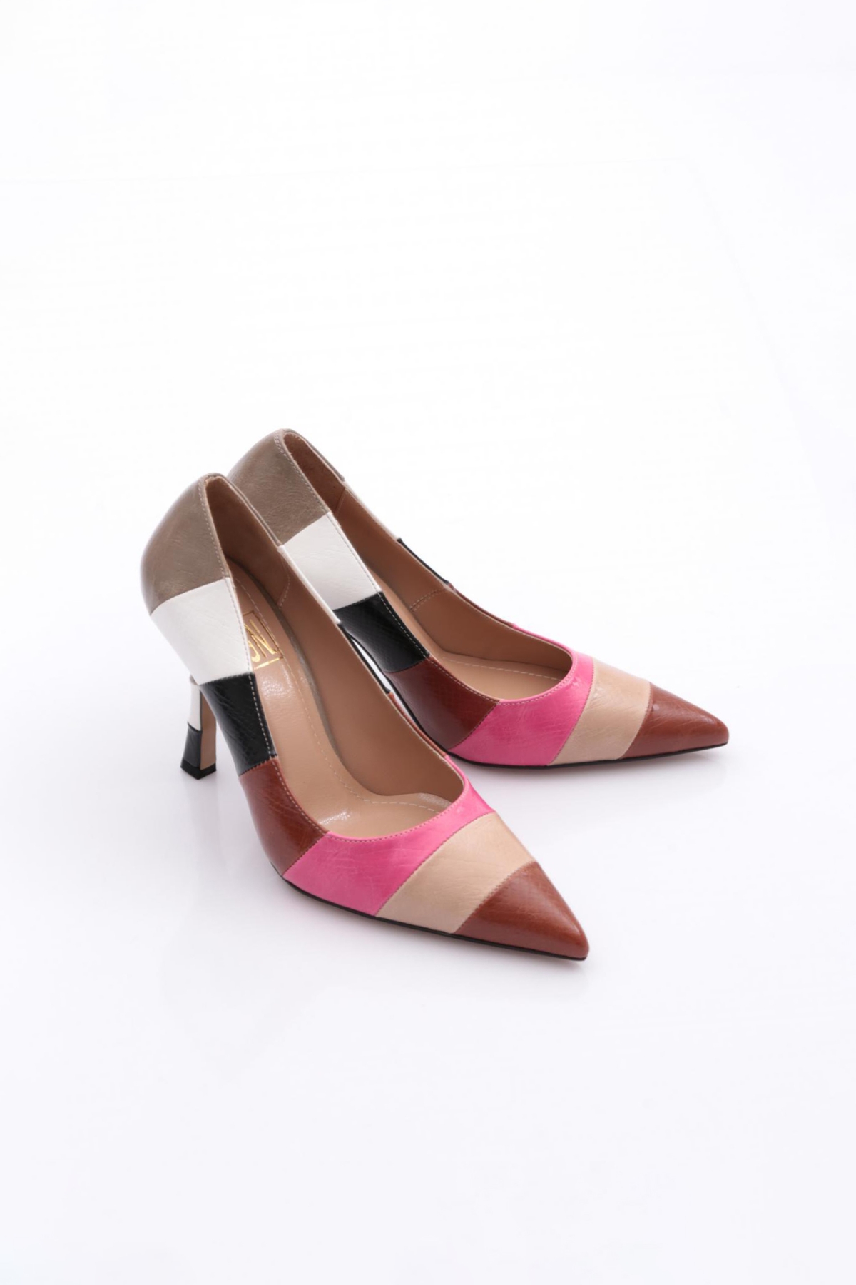 Dgn Dgn Çok Renkli 5073 Kadin Sivri Burun Parmak Dekolteli Yüksek Topuklu Ayakkabi Topuklu Ayakkabı | Flo Çok Renkli - 3. görsel