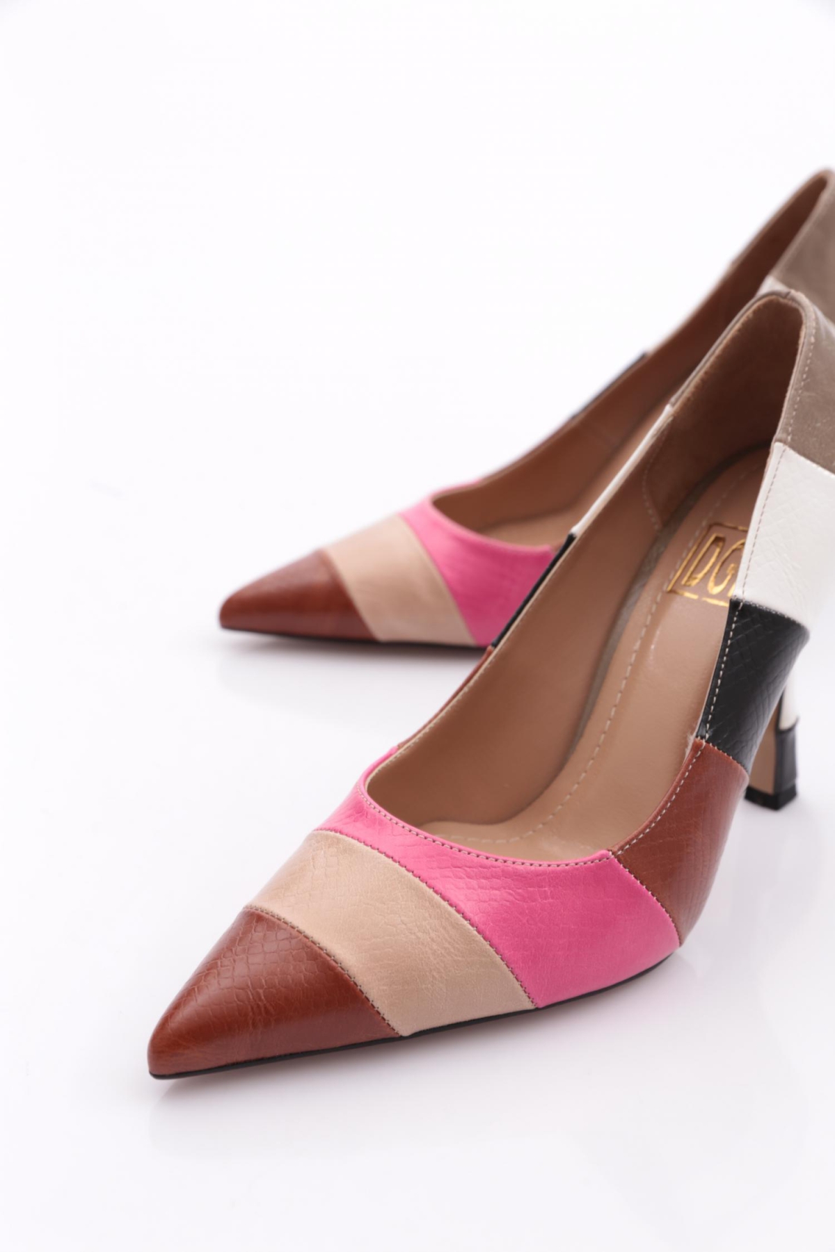 Dgn Dgn Çok Renkli 5073 Kadin Sivri Burun Parmak Dekolteli Yüksek Topuklu Ayakkabi Topuklu Ayakkabı | Flo Çok Renkli - 5. görsel