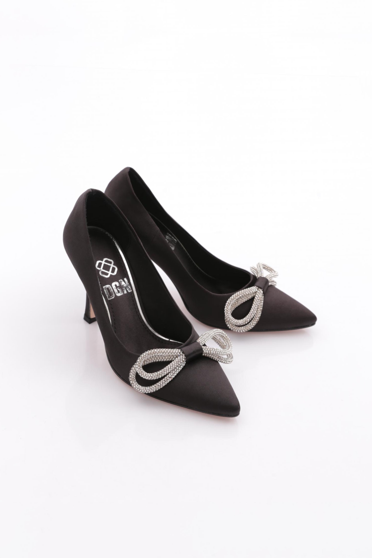 5755-424 Gümüş Fiyonk Tokali Sivri Burun Kadin Topuklu Ayakkabi - Görsel 3