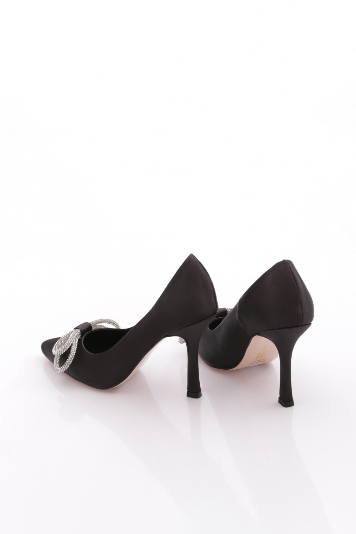 5755-424 Gümüş Fiyonk Tokali Sivri Burun Kadin Topuklu Ayakkabi - Görsel 4