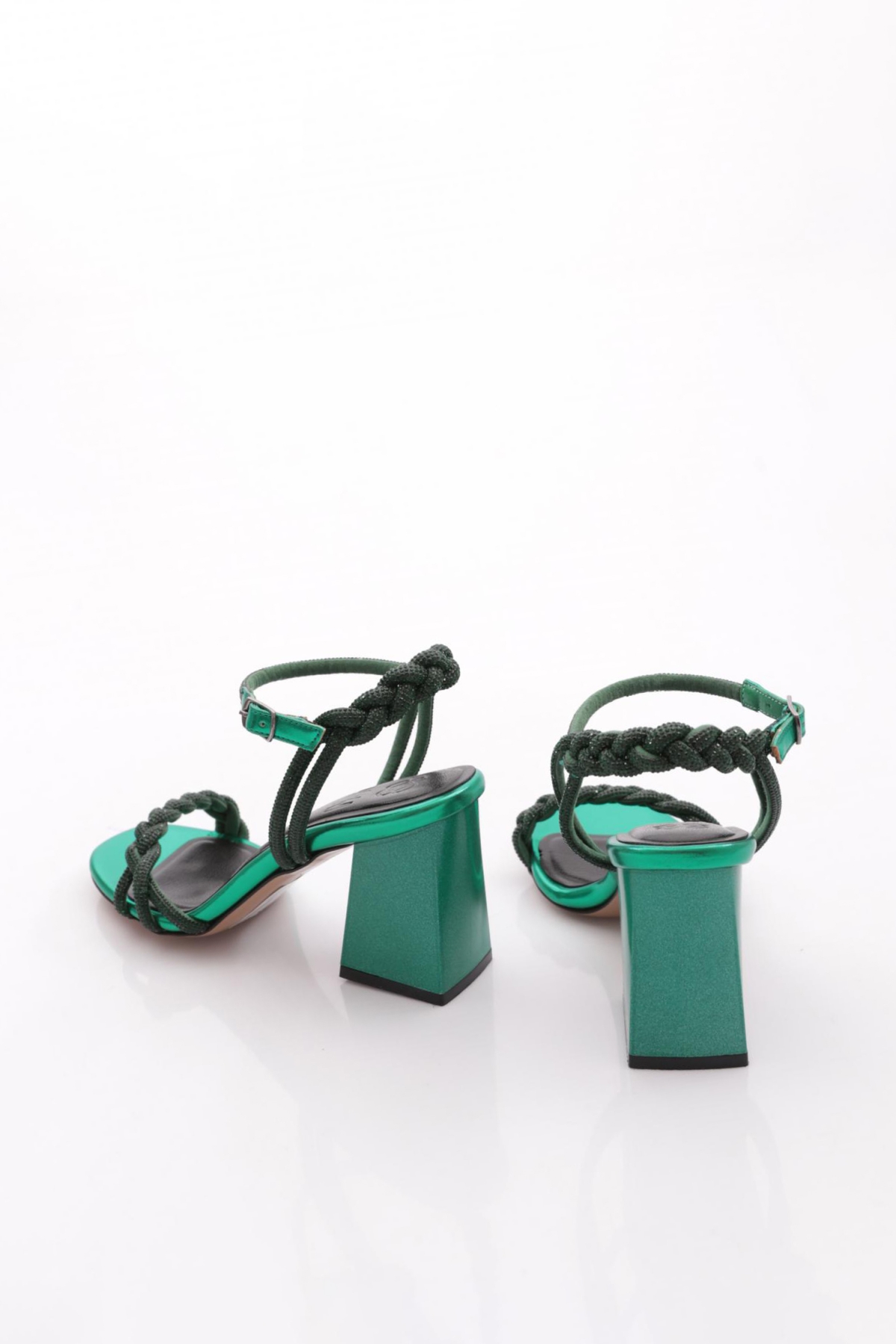 806 Kadin Silver Taş Burgulu Topuklu Ayakkabi - Görsel 4