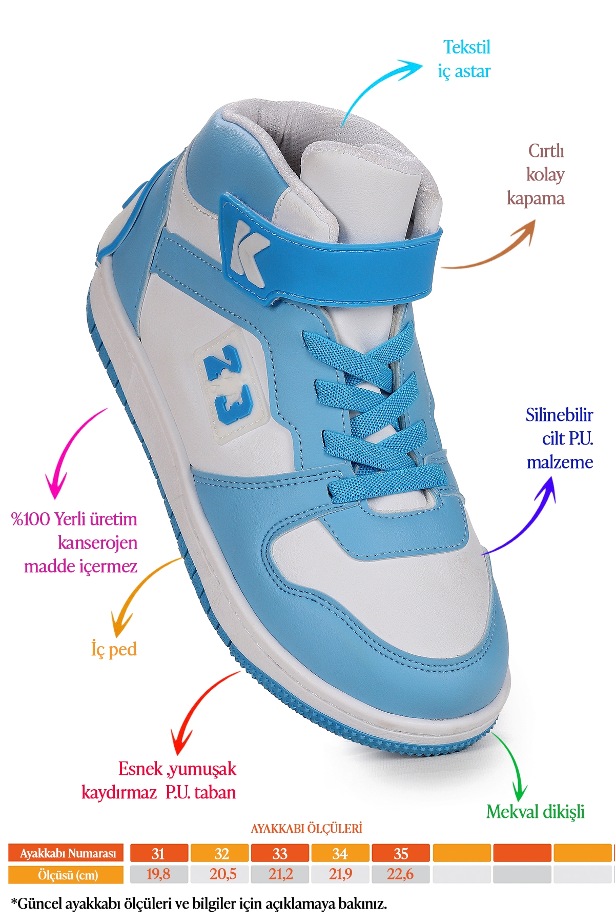 Carde Günlük Cırtlı Erkek Çocuk Spor Ayakkabı Bebe Mavi - Görsel 3