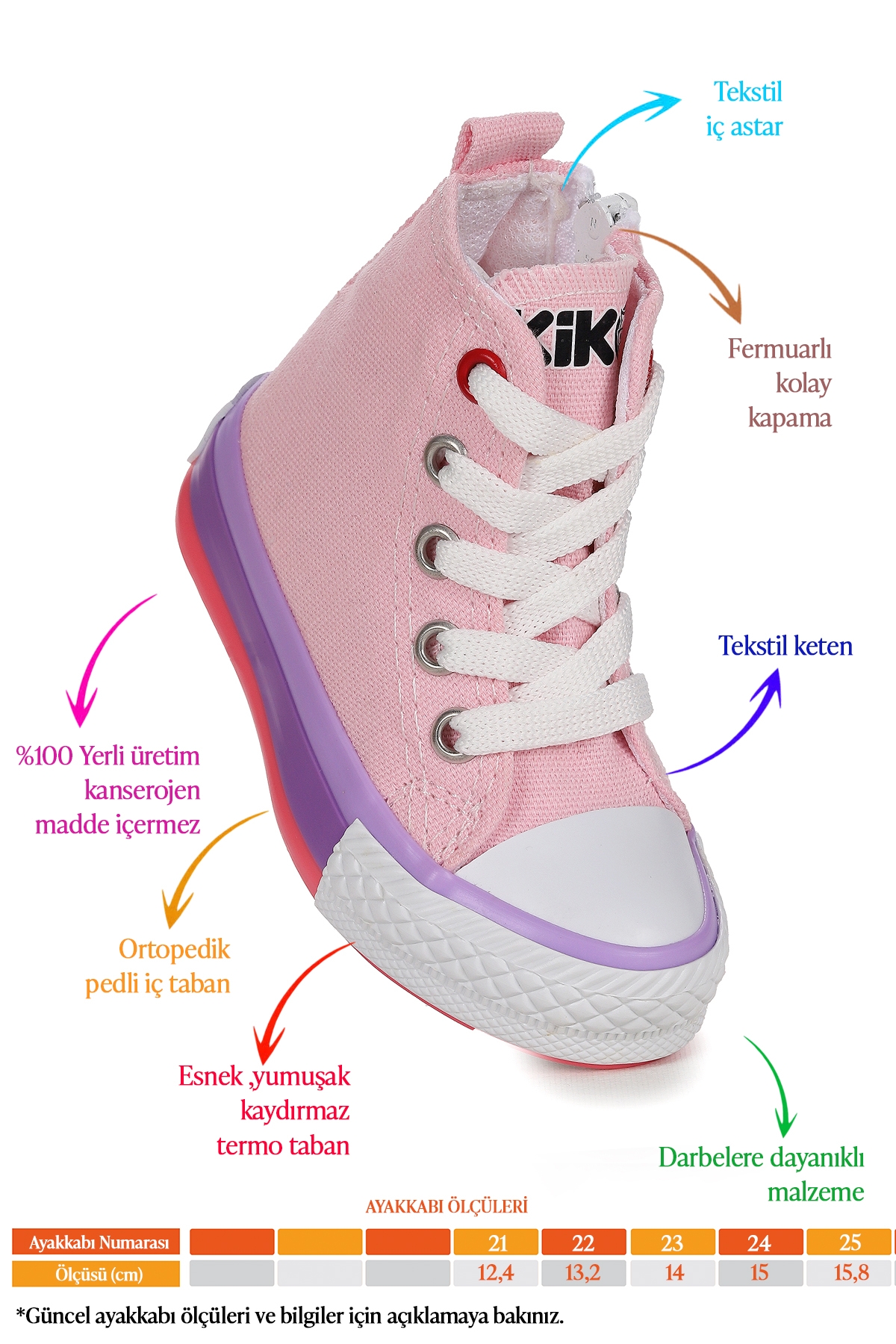 Tinna Bağcıklı Kız Bebek Boğazlı Keten Spor Ayakkabı Pembe - Görsel 3