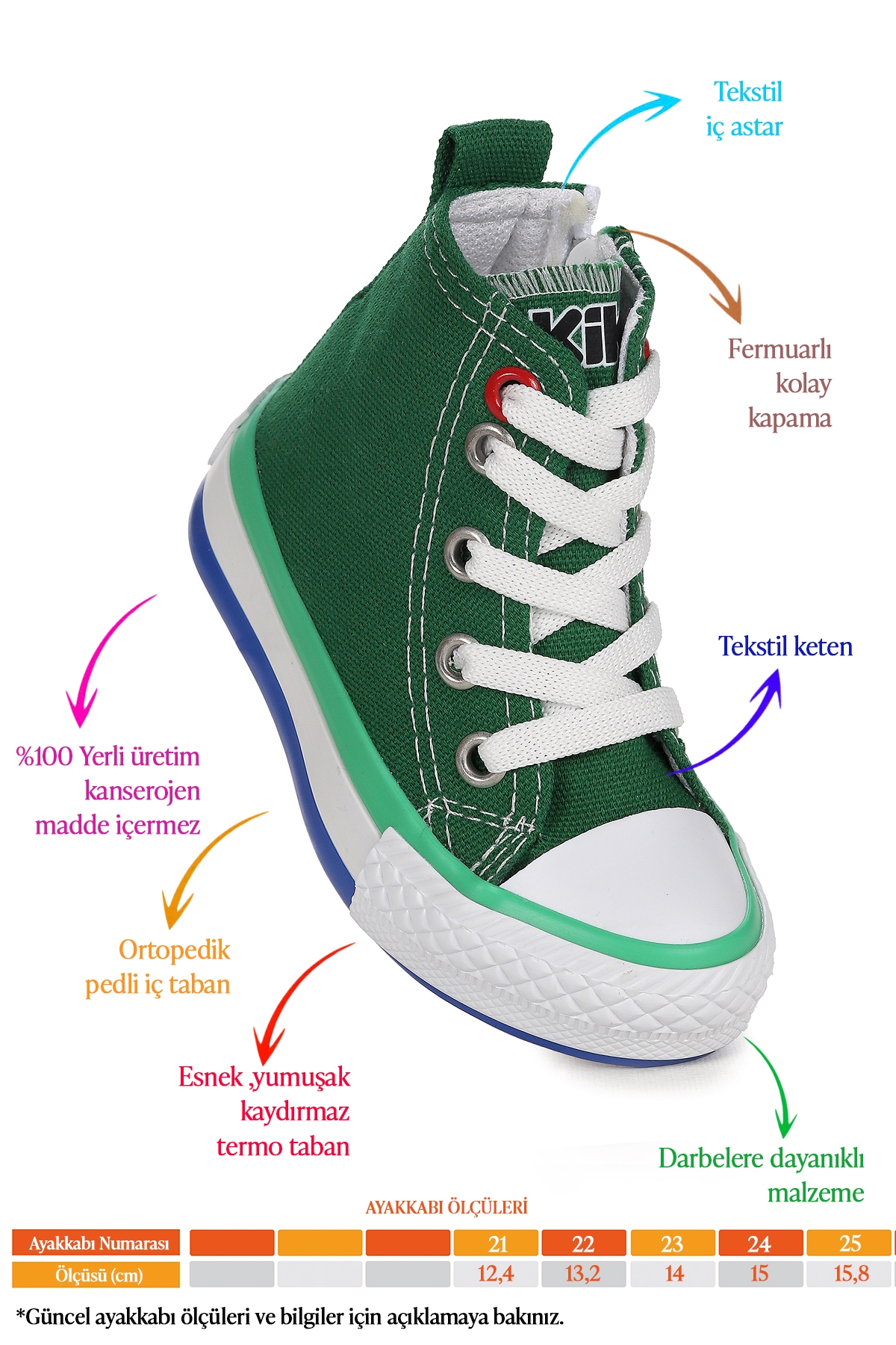 Tinna Bağcıklı Erkek Bebek Boğazlı Keten Spor Ayakkabı Yeşil - Görsel 3