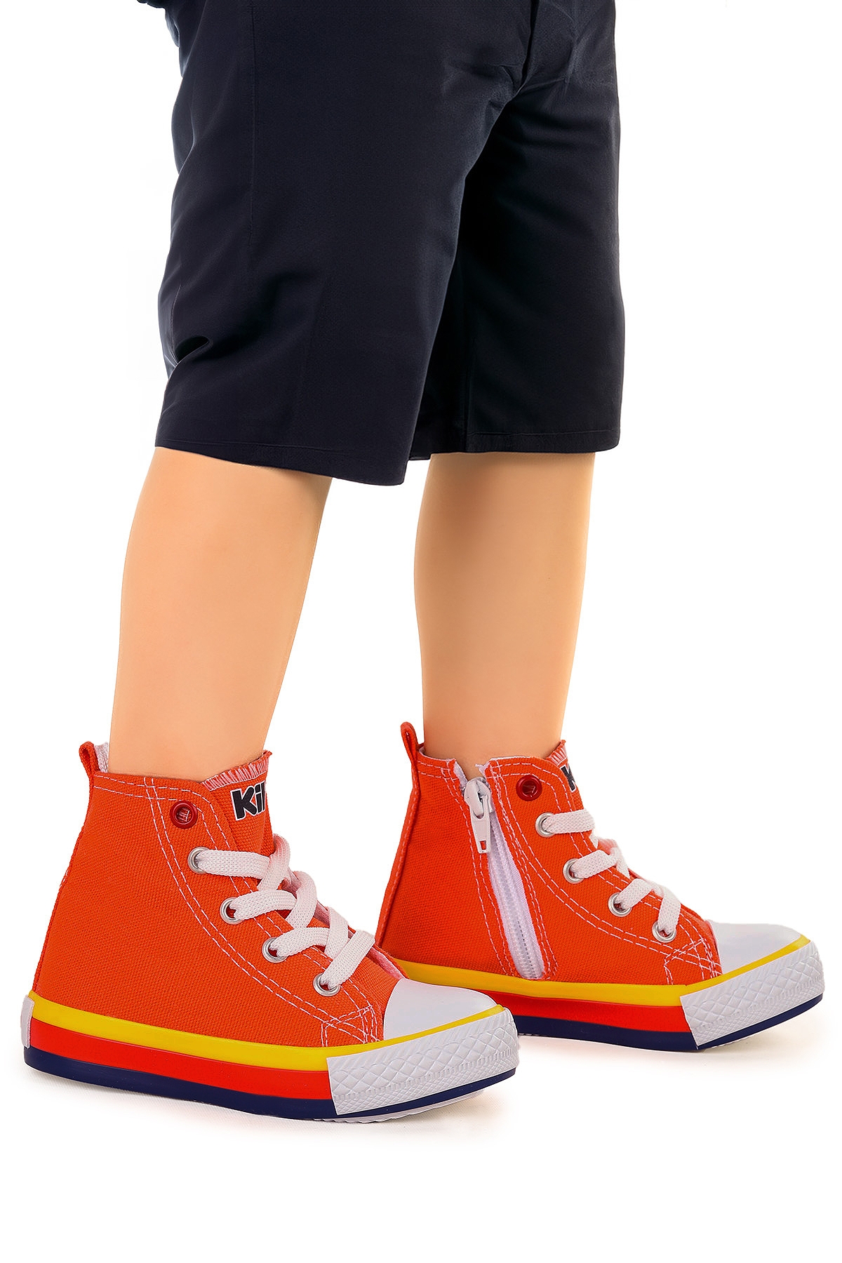 Tinna Bağcıklı Erkek Bebek Boğazlı Keten Spor Ayakkabı Turuncu - Görsel 2