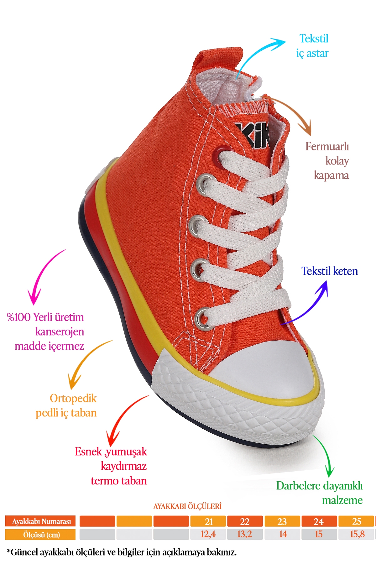 Tinna Bağcıklı Erkek Bebek Boğazlı Keten Spor Ayakkabı Turuncu - Görsel 3