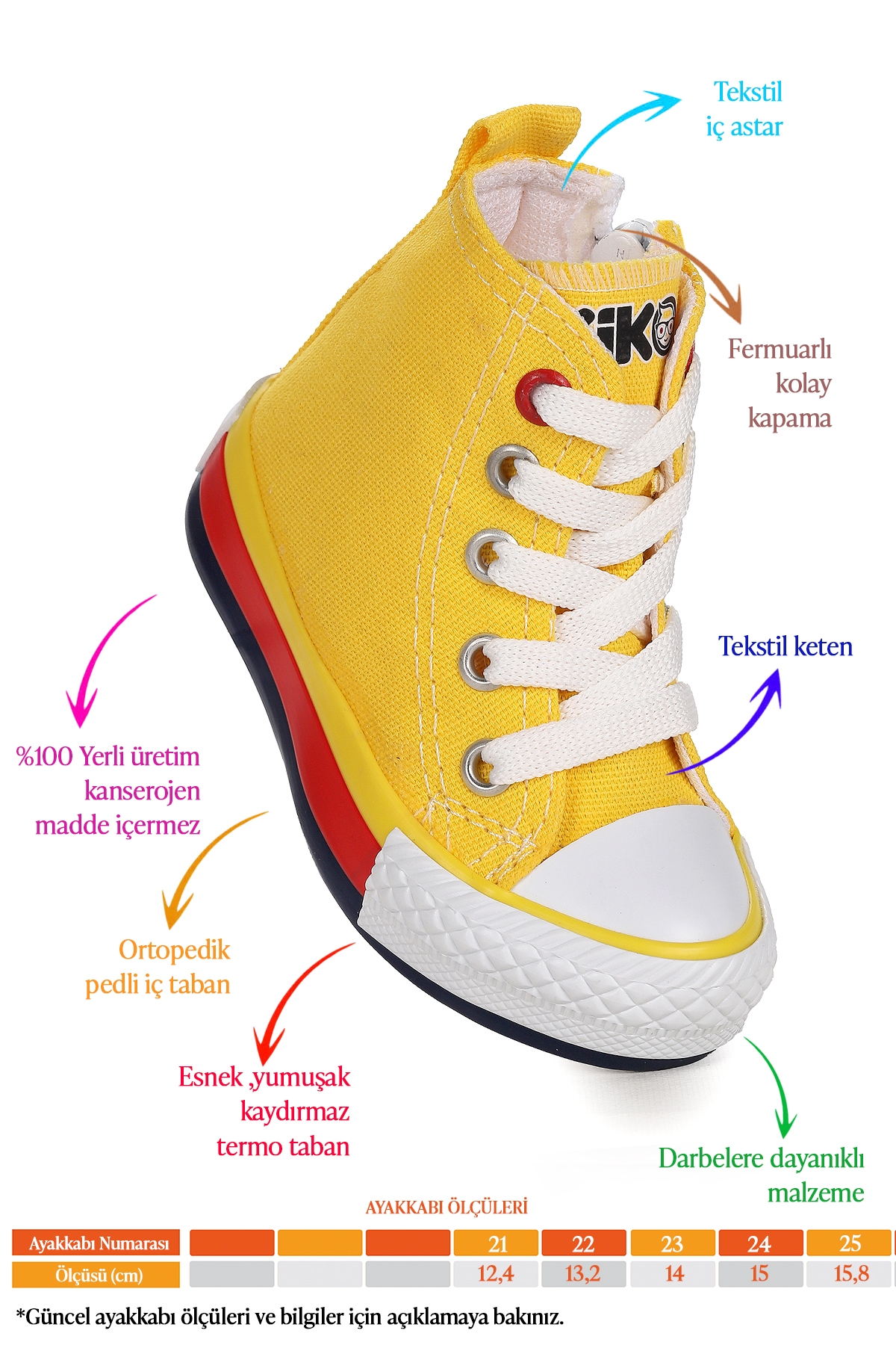 Tinna Bağcıklı Erkek Bebek Boğazlı Keten Spor Ayakkabı Sarı - Görsel 3