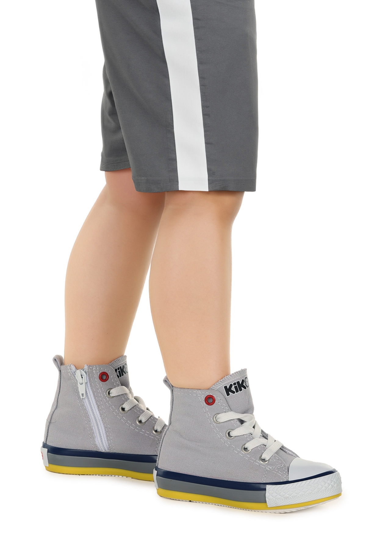 Tinna Bağcıklı Erkek Bebek Boğazlı Keten Spor Ayakkabı Gri - Görsel 2