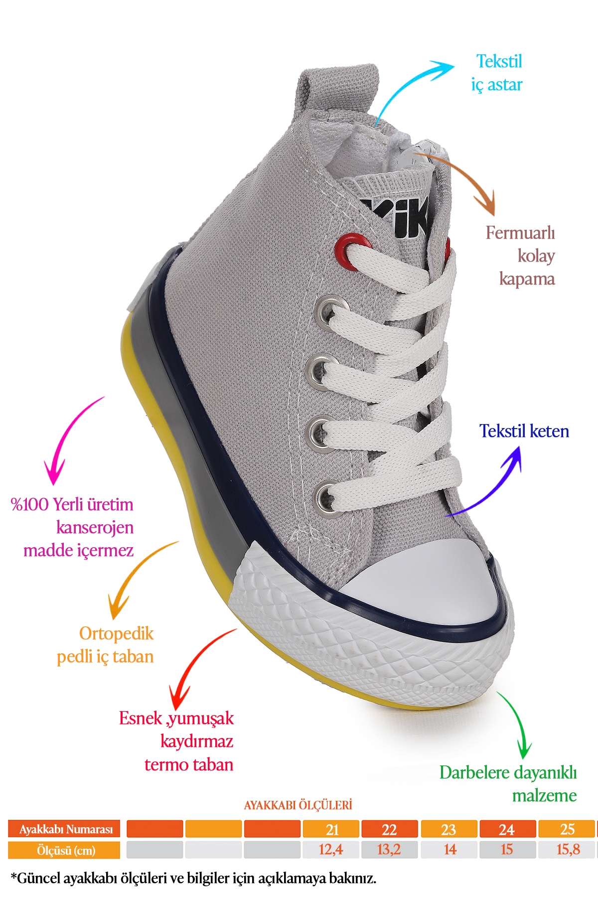 Tinna Bağcıklı Erkek Bebek Boğazlı Keten Spor Ayakkabı Gri - Görsel 3