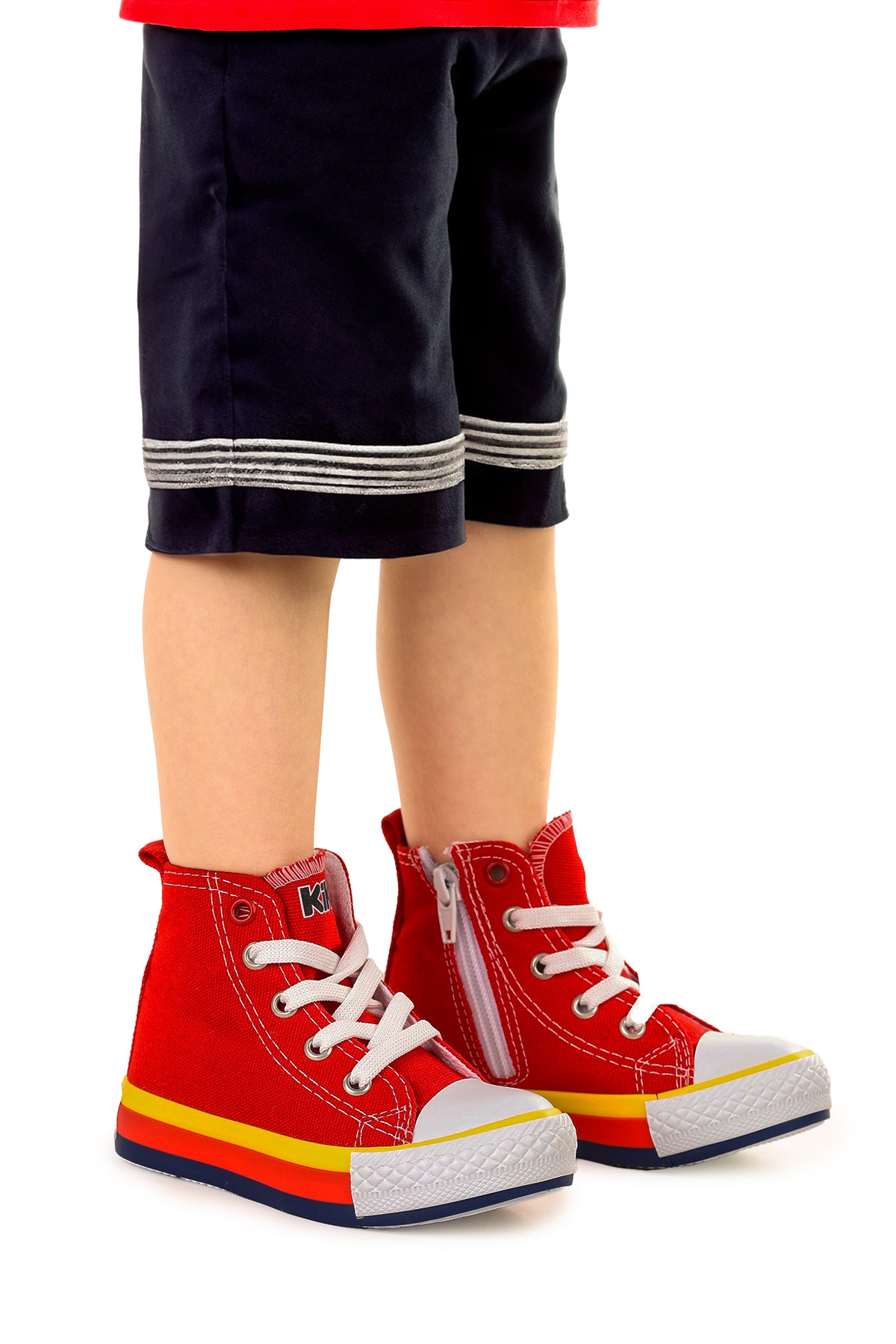 Tinna Bağcıklı Erkek Bebek Boğazlı Keten Spor Ayakkabı Kırmızı - Görsel 2