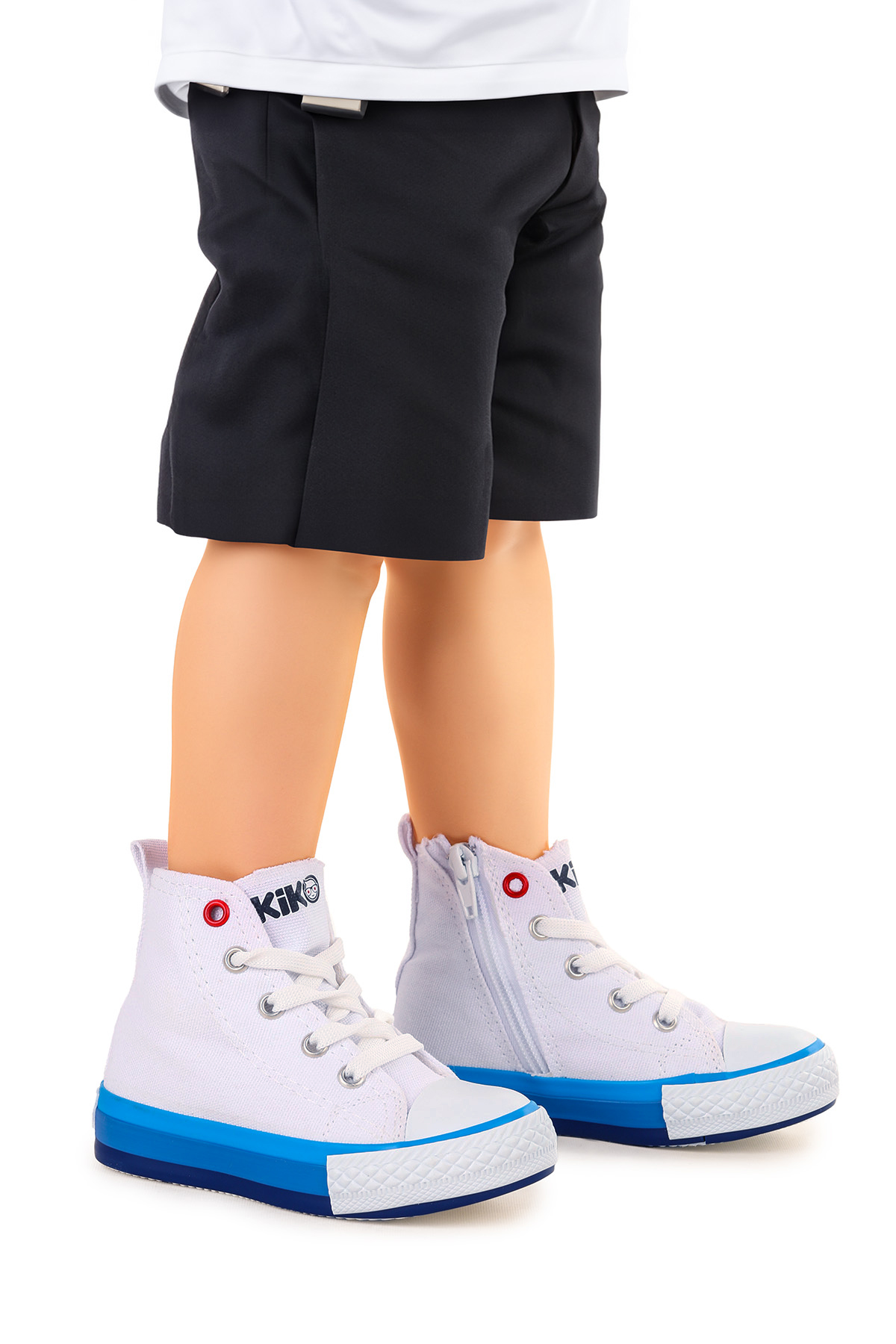 Tinna Bağcıklı Erkek Bebek Boğazlı Keten Spor Ayakkabı Beyaz - Mavi - Görsel 2