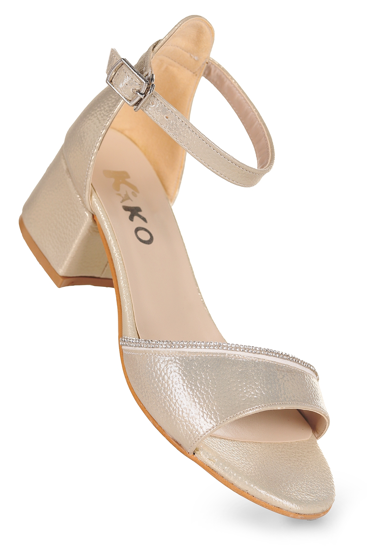 Elos Günlük Kız Çocuk 4 Cm Topuklu Sandalet Ayakkabı Altın - Görsel 4