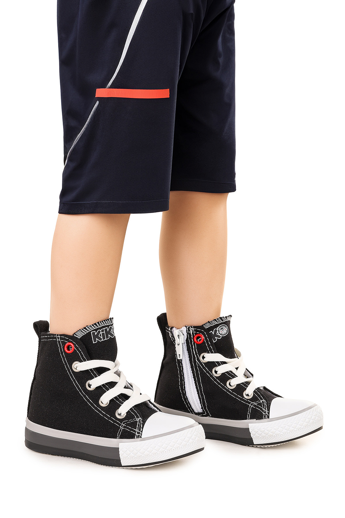 Tinna Bağcıklı Erkek Bebek Boğazlı Keten Spor Ayakkabı Siyah - Görsel 2