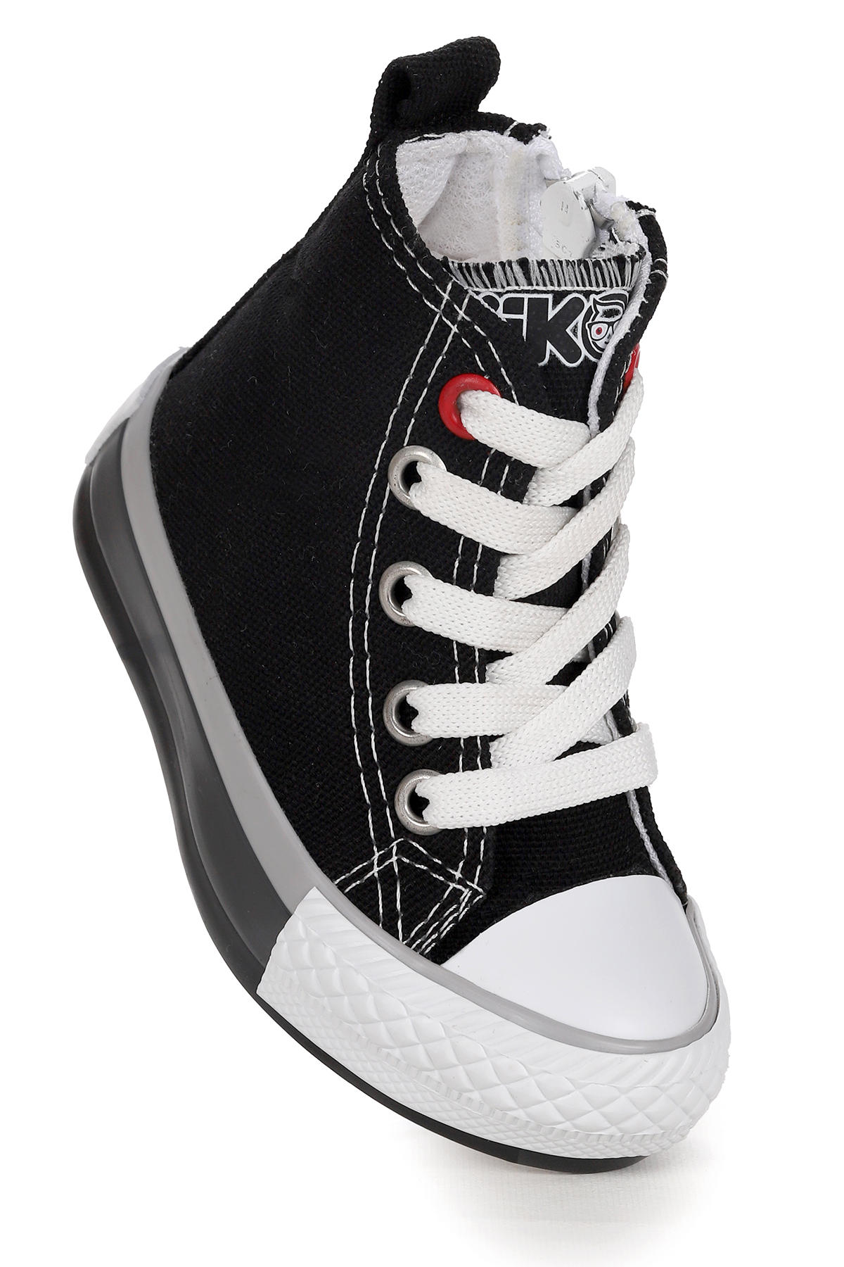 Tinna Bağcıklı Erkek Bebek Boğazlı Keten Spor Ayakkabı Siyah - Görsel 4