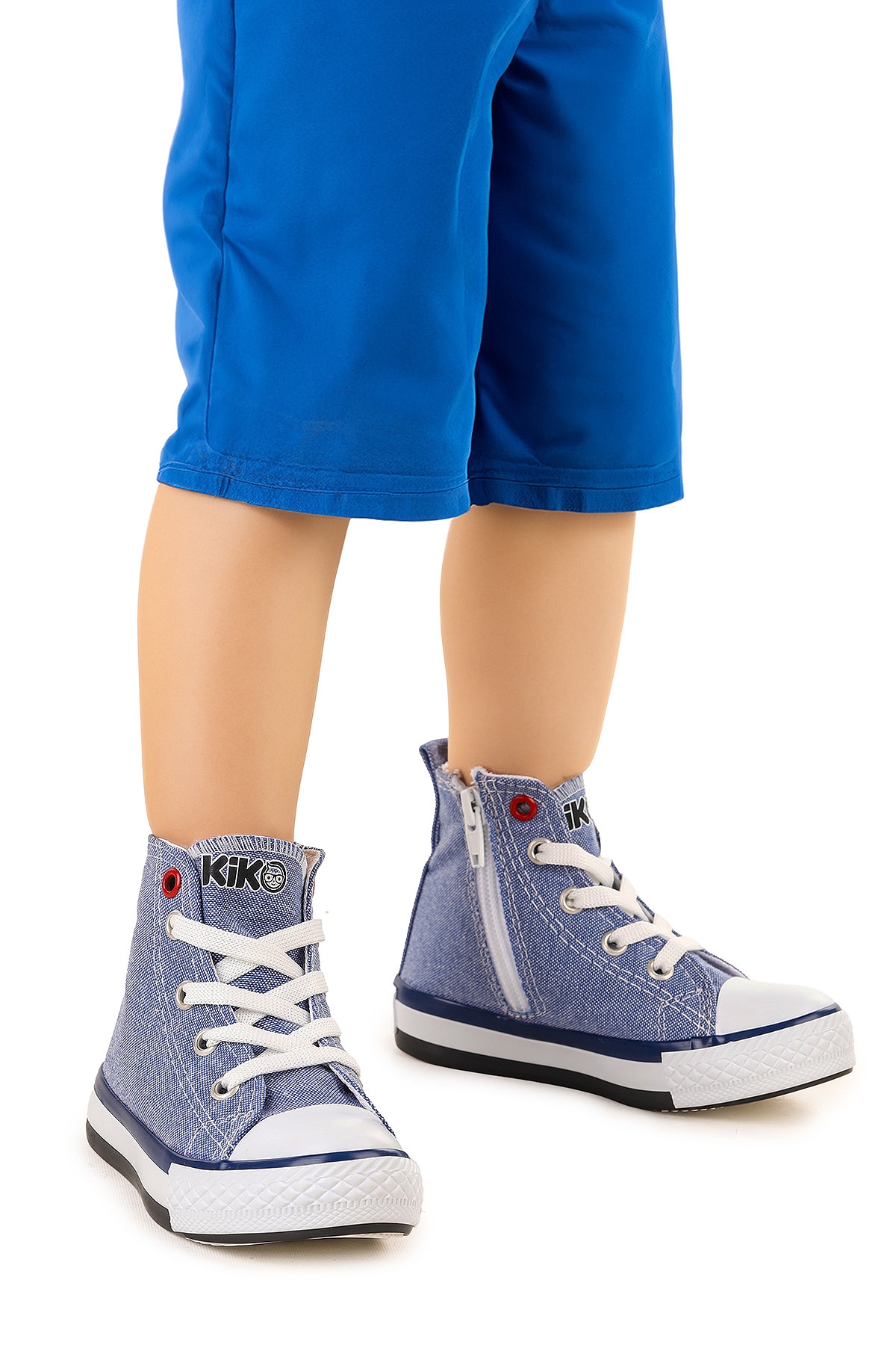 Tinna Bağcıklı Erkek Bebek Boğazlı Keten Spor Ayakkabı Kot Mavi - Görsel 2