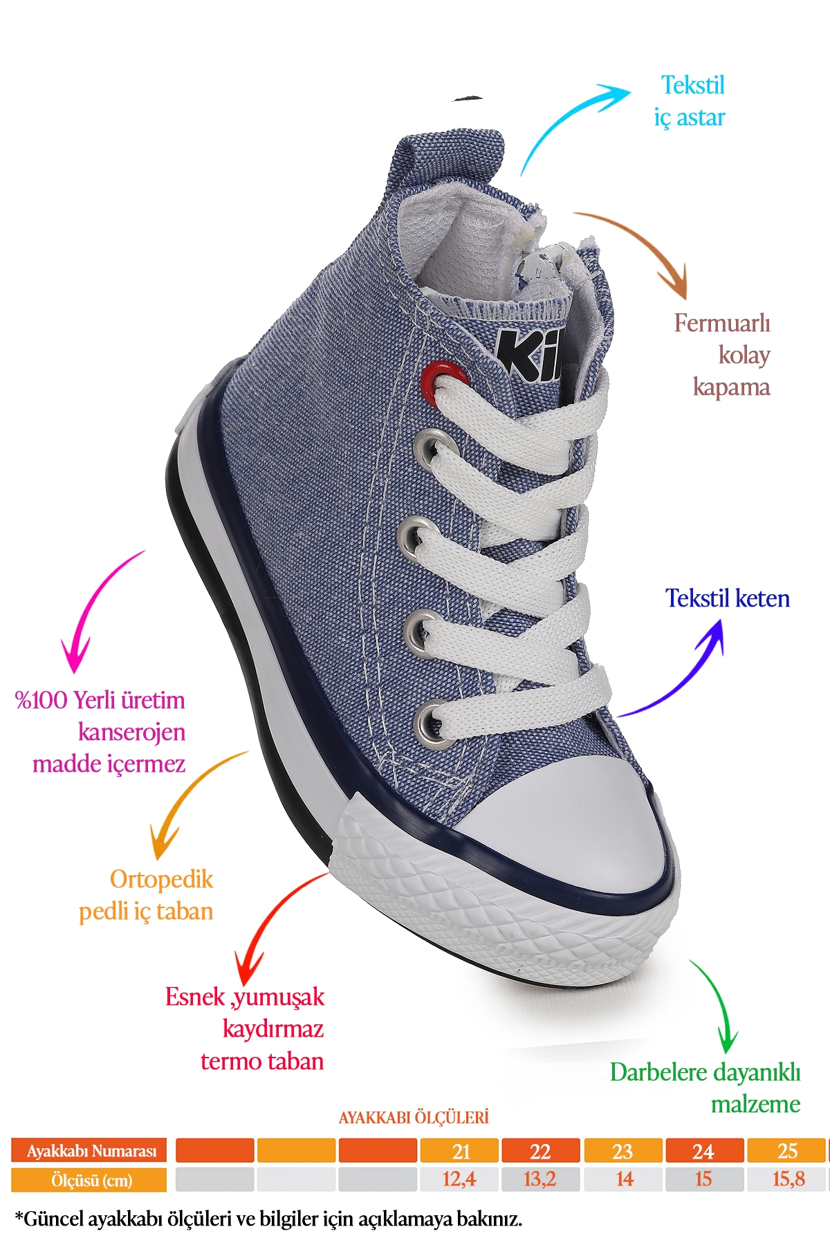 Tinna Bağcıklı Erkek Bebek Boğazlı Keten Spor Ayakkabı Kot Mavi - Görsel 3