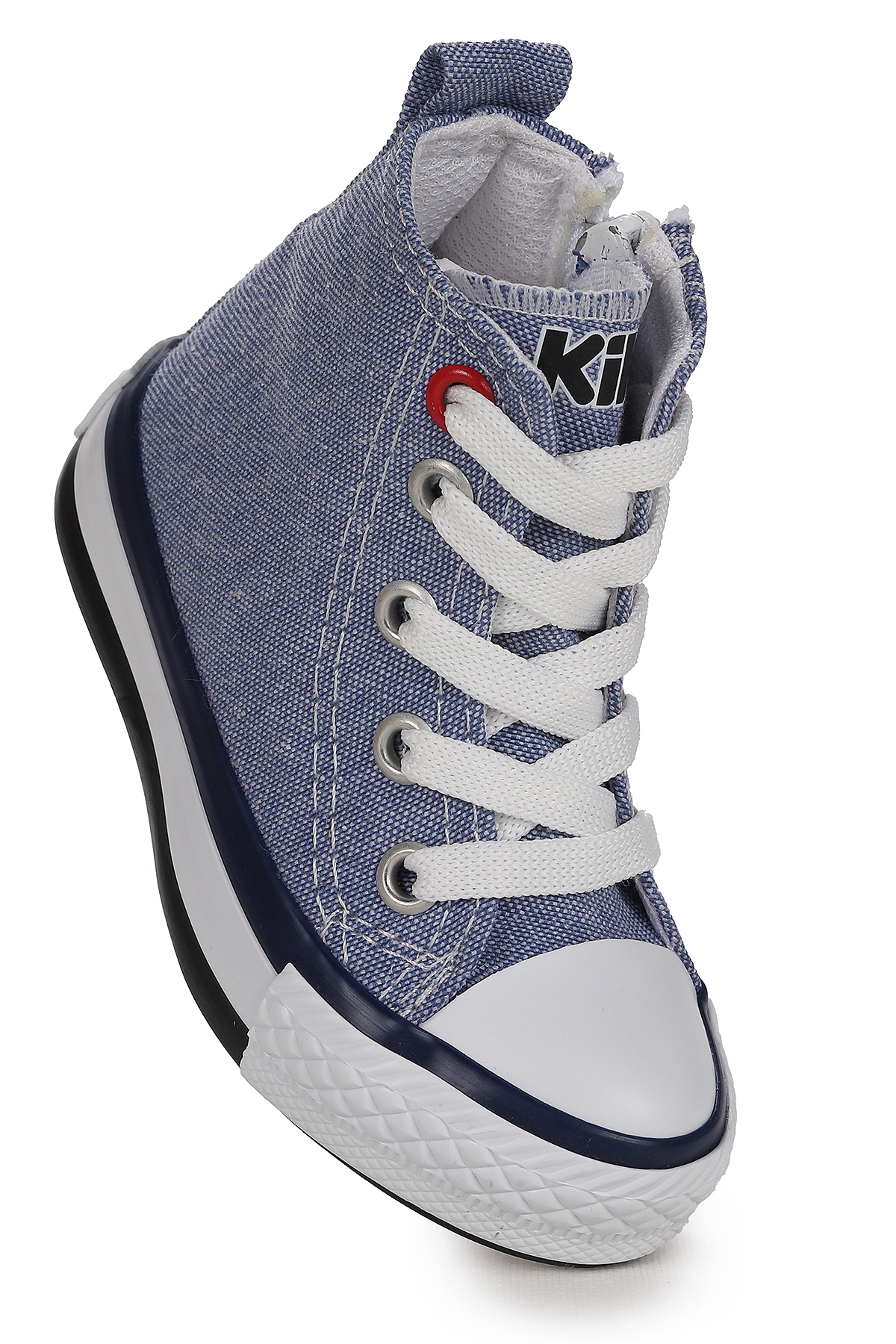 Tinna Bağcıklı Erkek Bebek Boğazlı Keten Spor Ayakkabı Kot Mavi - Görsel 4