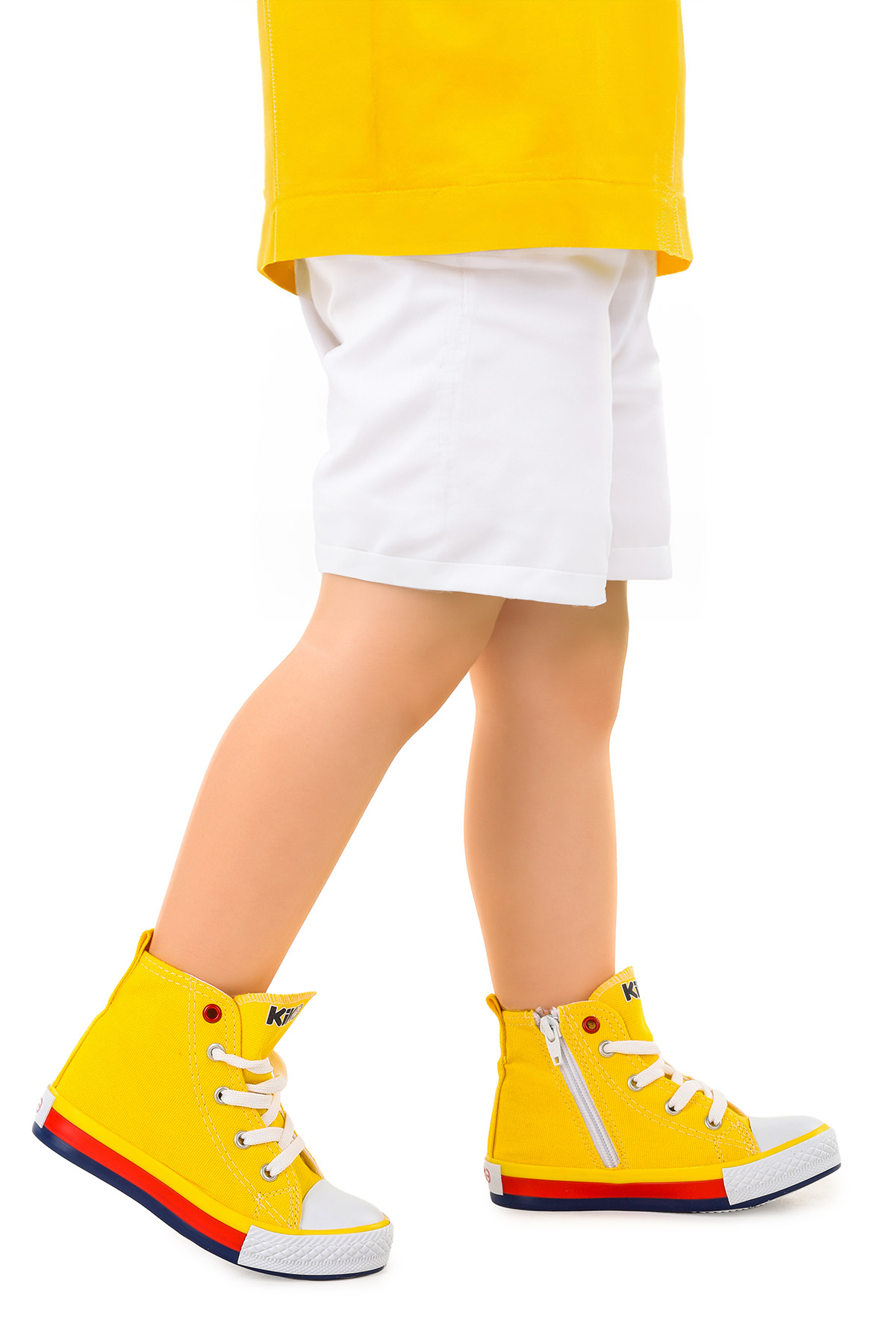 Tinna Bağcıklı Erkek Çocuk Boğazlı Keten Spor Ayakkabı Sarı - Görsel 2