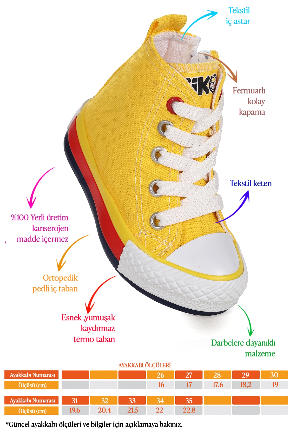 Tinna Bağcıklı Erkek Çocuk Boğazlı Keten Spor Ayakkabı Sarı - Görsel 3