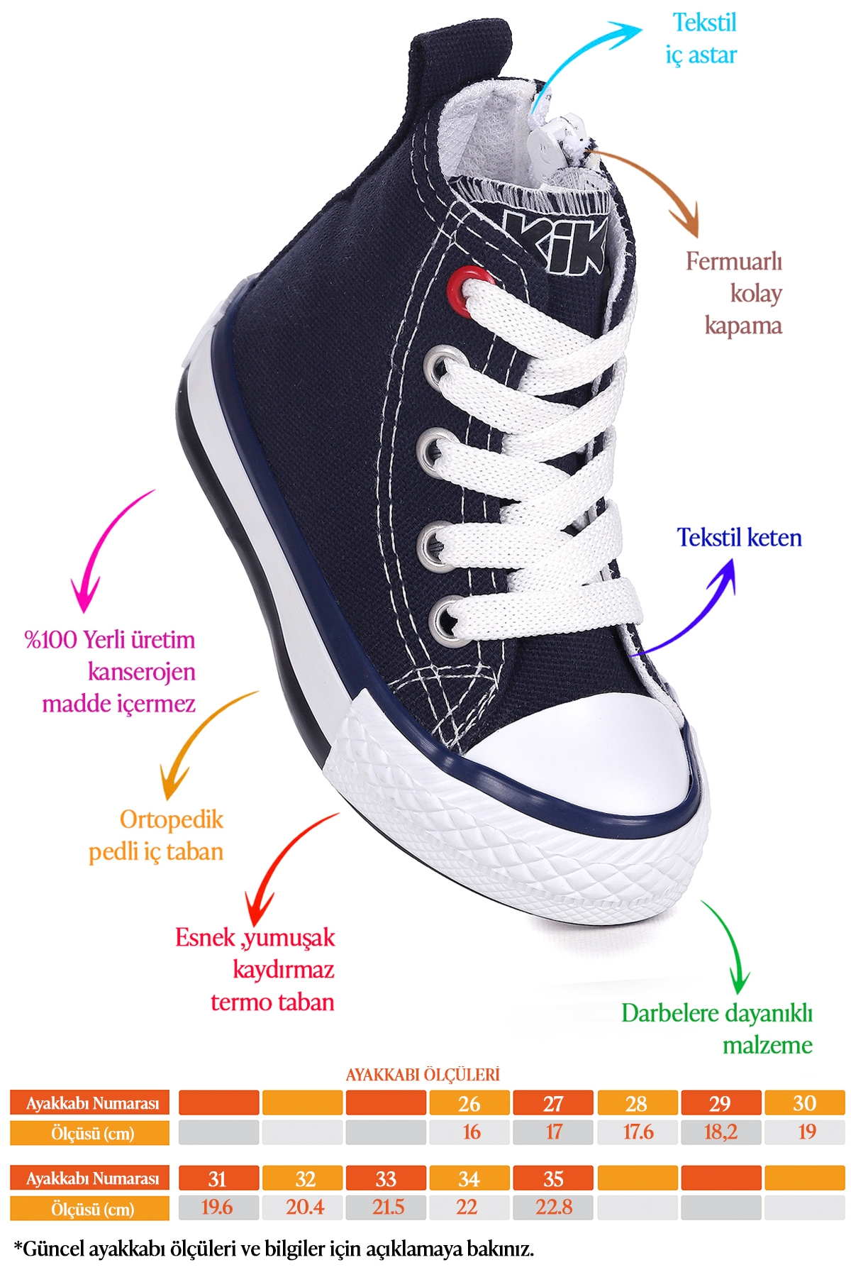 Tinna Bağcıklı Erkek Çocuk Boğazlı Keten Spor Ayakkabı Lacivert - Görsel 3