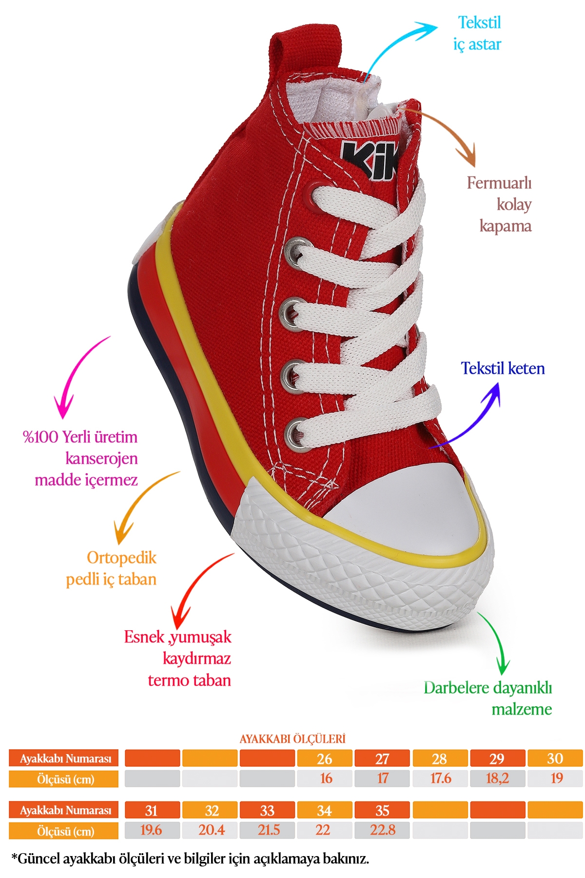 Tinna Bağcıklı Erkek Çocuk Boğazlı Keten Spor Ayakkabı Kırmızı - Görsel 3