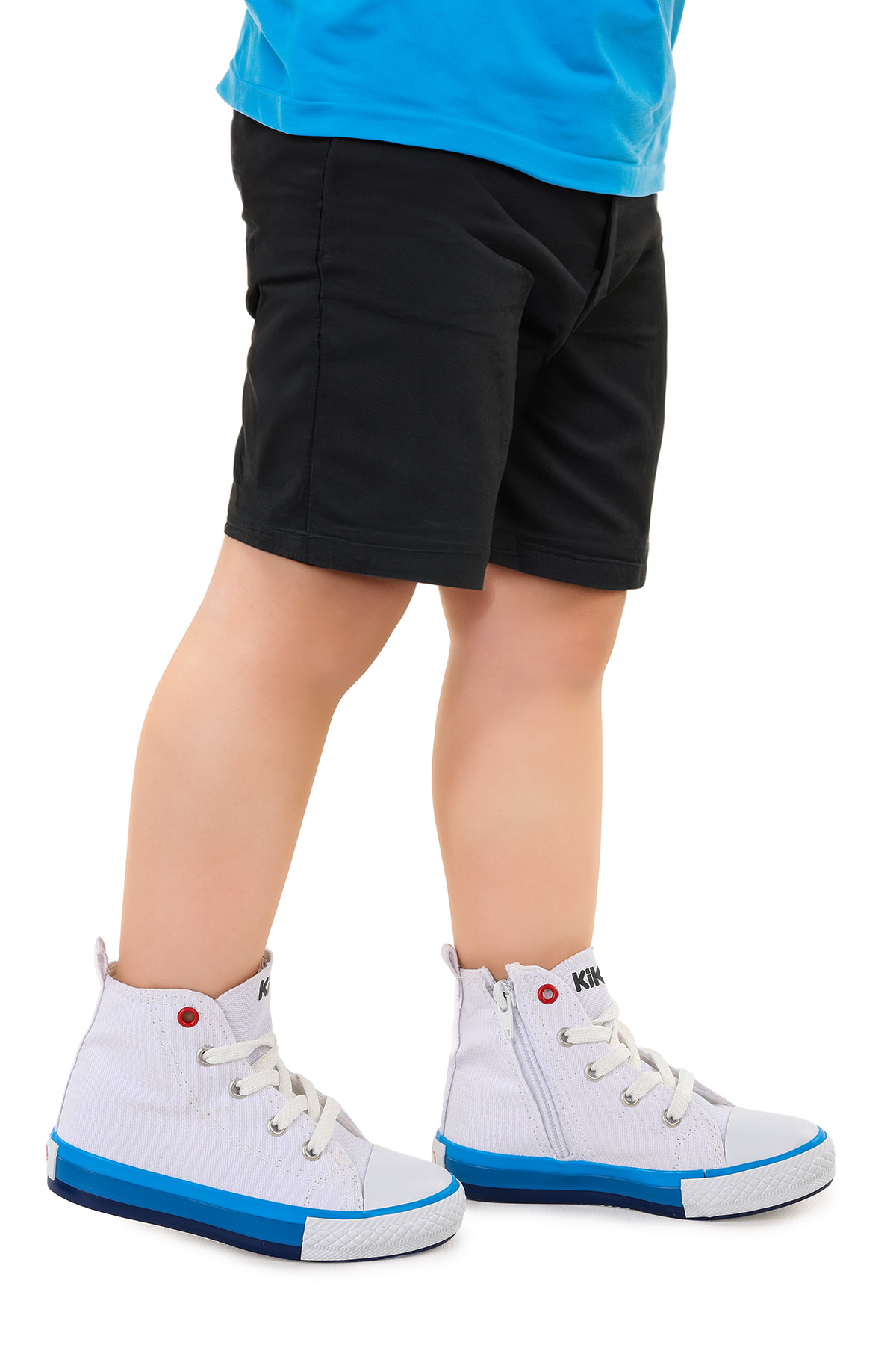 Tinna Bağcıklı Erkek Çocuk Boğazlı Keten Spor Ayakkabı Beyaz - Mavi - Görsel 2