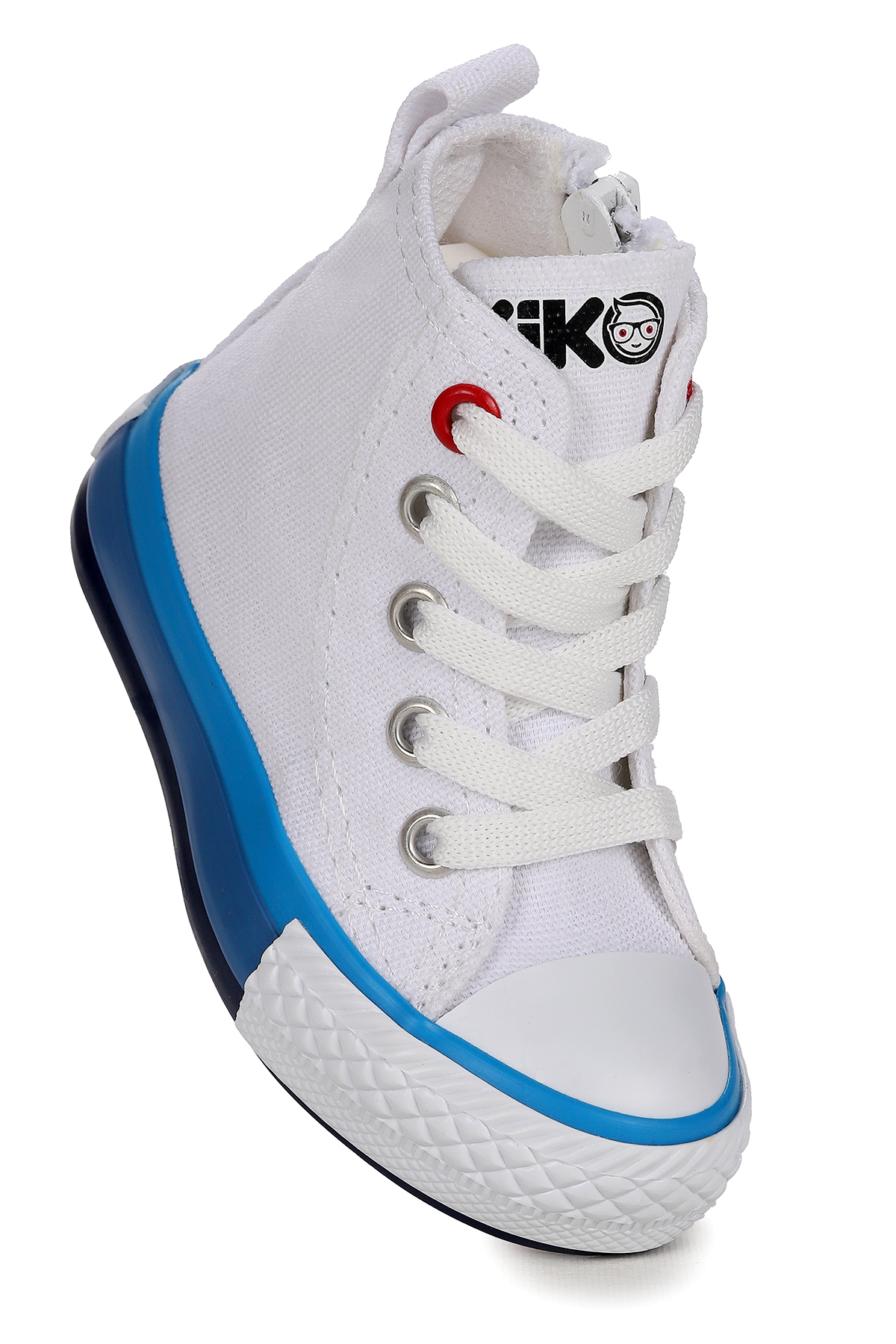 Tinna Bağcıklı Erkek Çocuk Boğazlı Keten Spor Ayakkabı Beyaz - Mavi - Görsel 4