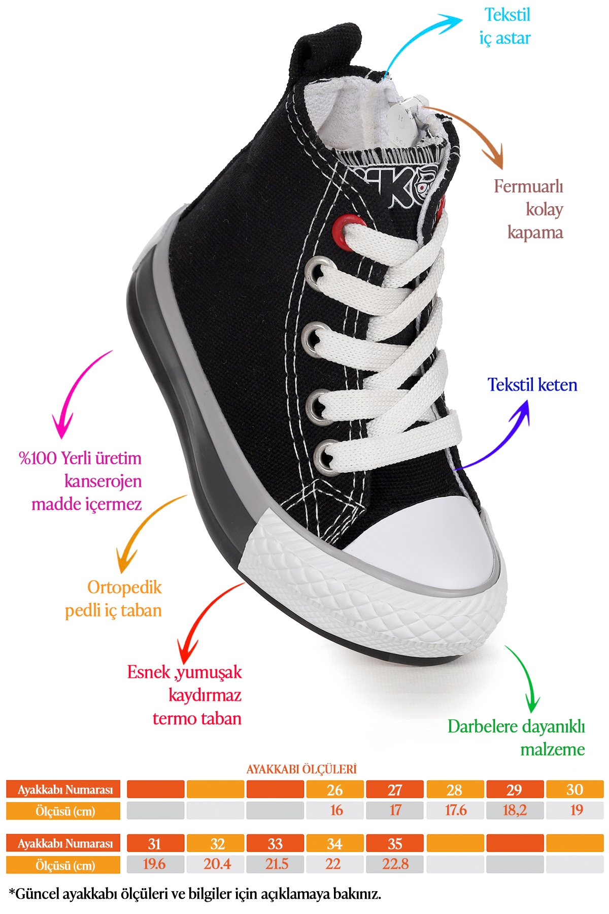 Tinna Bağcıklı Erkek Çocuk Boğazlı Keten Spor Ayakkabı Siyah - Görsel 3